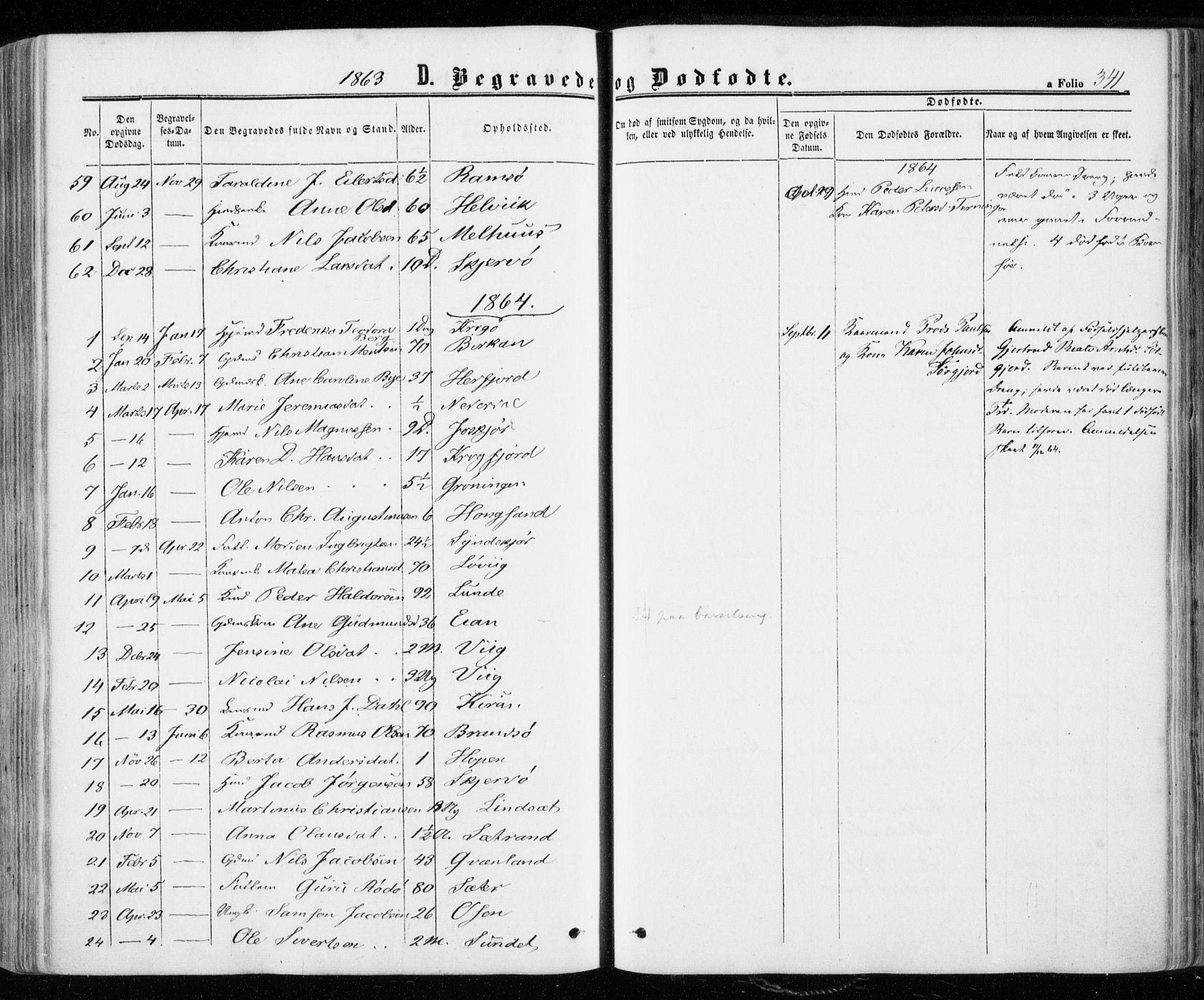 Ministerialprotokoller, klokkerbøker og fødselsregistre - Sør-Trøndelag, SAT/A-1456/657/L0705: Parish register (official) no. 657A06, 1858-1867, p. 341