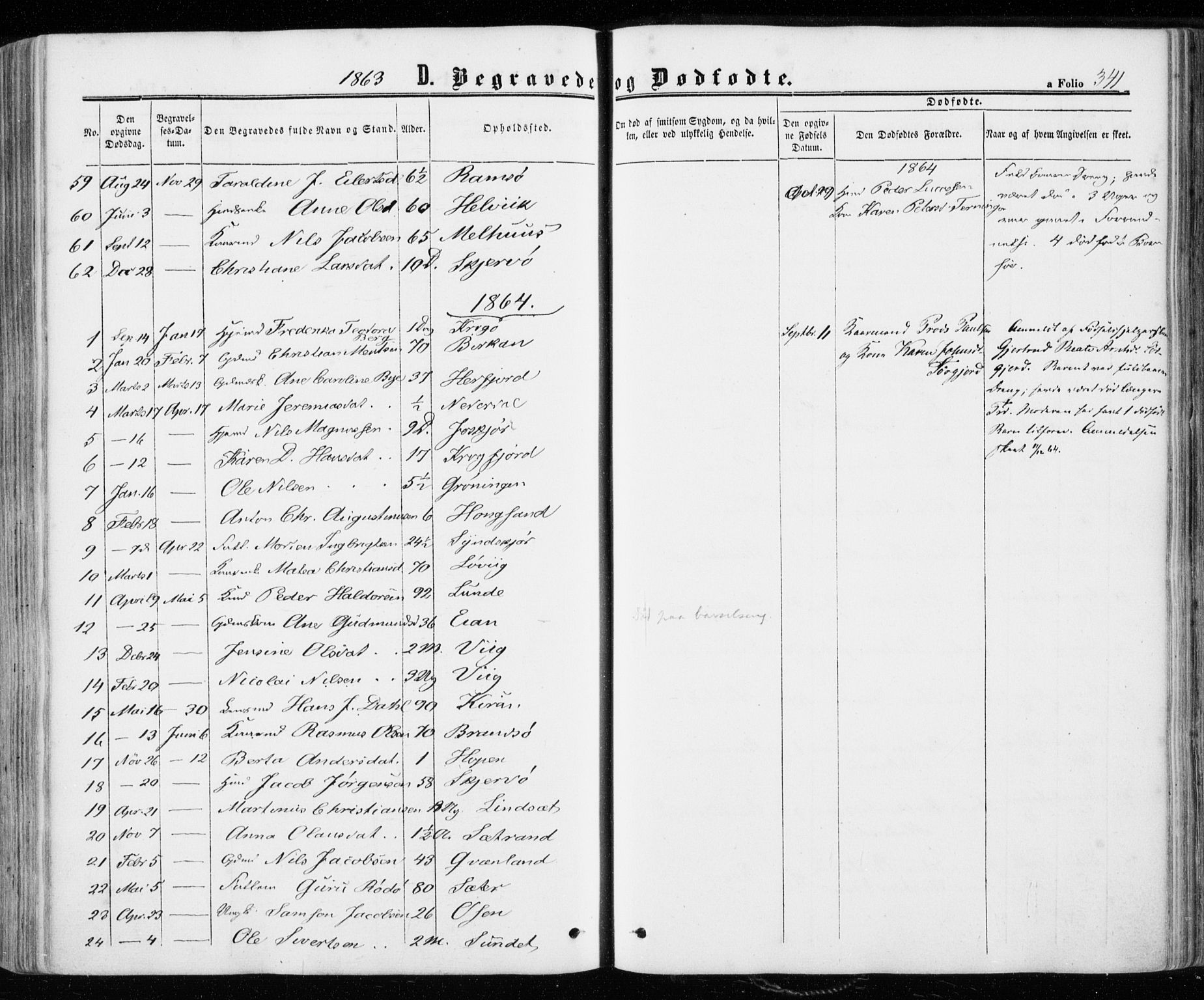 Ministerialprotokoller, klokkerbøker og fødselsregistre - Sør-Trøndelag, AV/SAT-A-1456/657/L0705: Parish register (official) no. 657A06, 1858-1867, p. 341