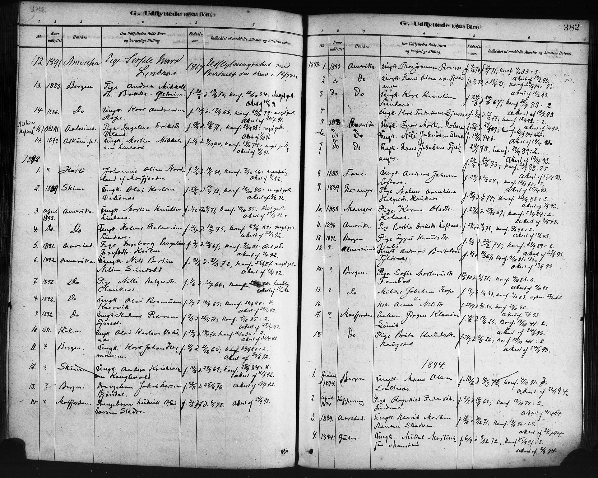 Lindås Sokneprestembete, AV/SAB-A-76701/H/Haa/Haaa/L0019: Parish register (official) no. A 19, 1878-1912, p. 382