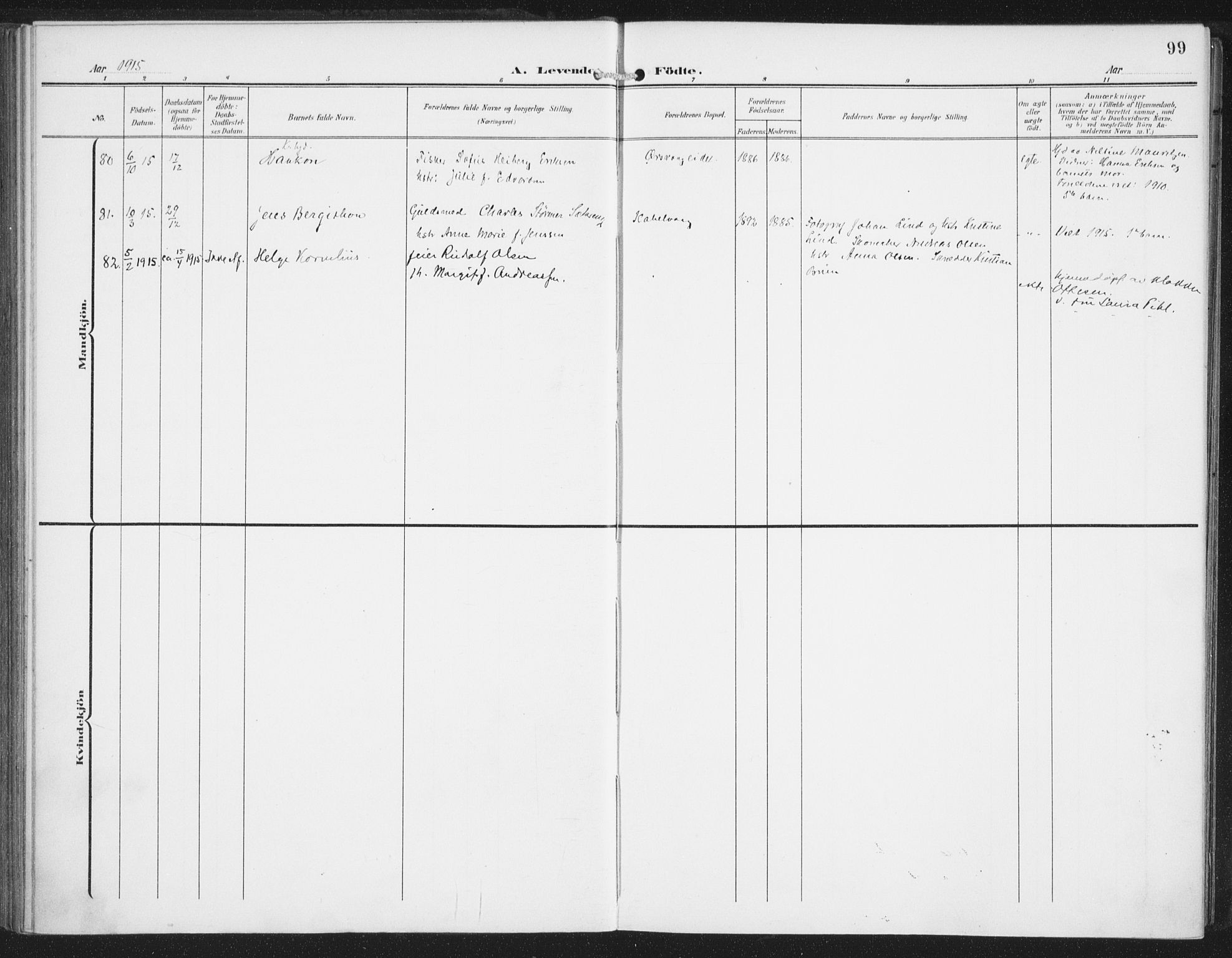 Ministerialprotokoller, klokkerbøker og fødselsregistre - Nordland, AV/SAT-A-1459/874/L1063: Parish register (official) no. 874A07, 1907-1915, p. 99