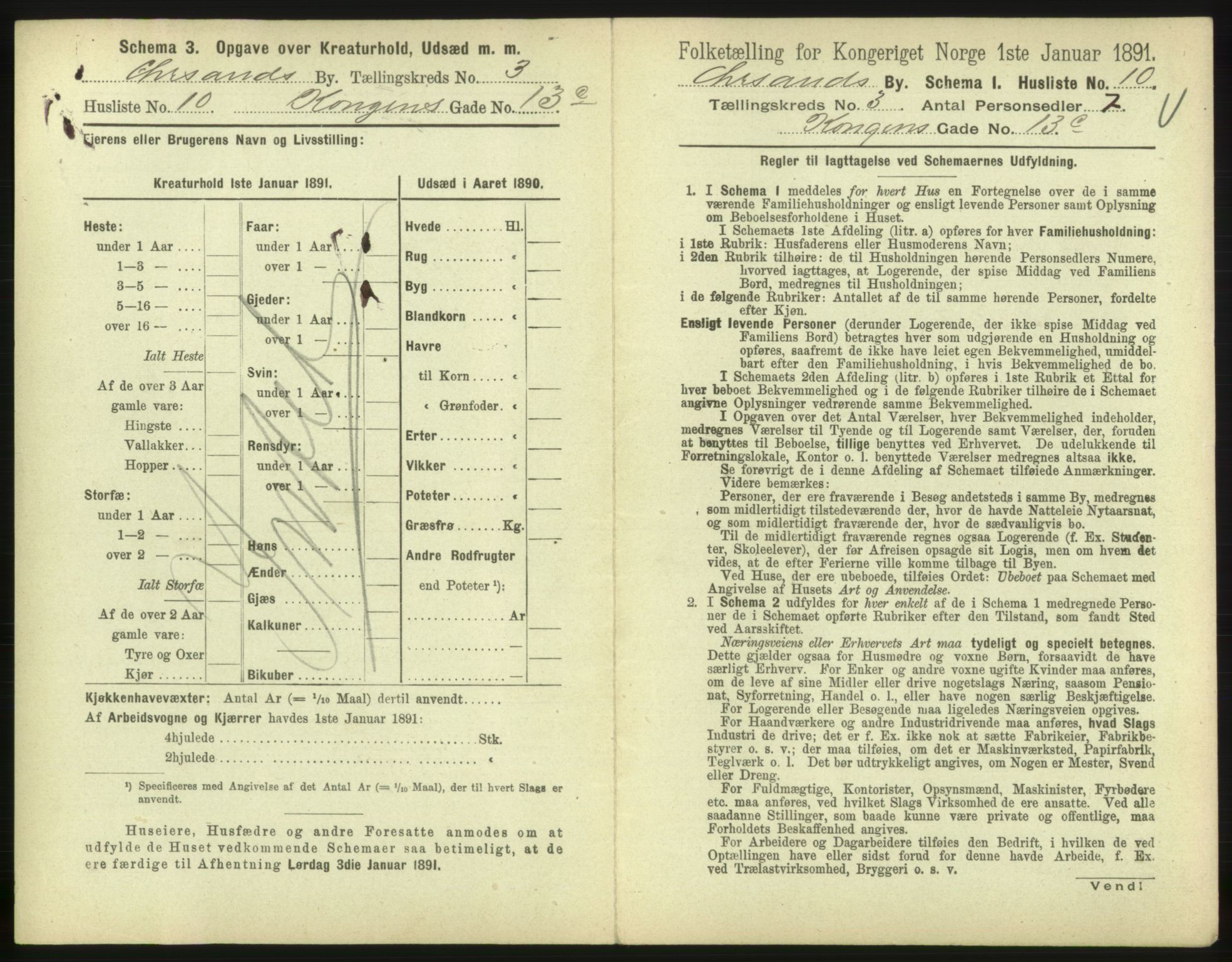 RA, 1891 census for 1001 Kristiansand, 1891, p. 312