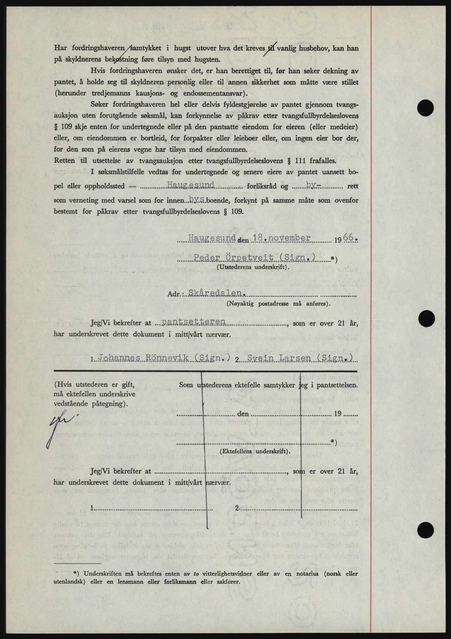 Haugesund tingrett, SAST/A-101415/01/II/IIC/L0056: Mortgage book no. B 56, 1966-1967, Diary no: : 2532/1966