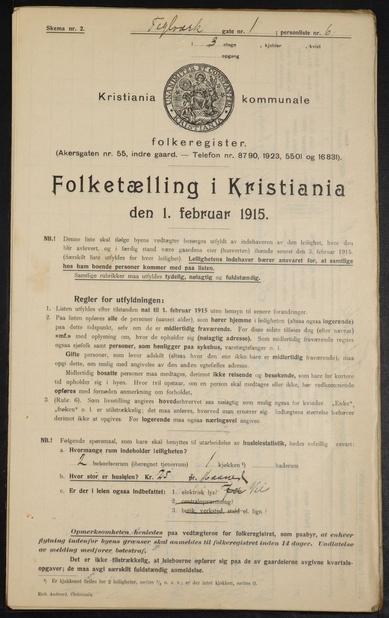 OBA, Municipal Census 1915 for Kristiania, 1915, p. 107594