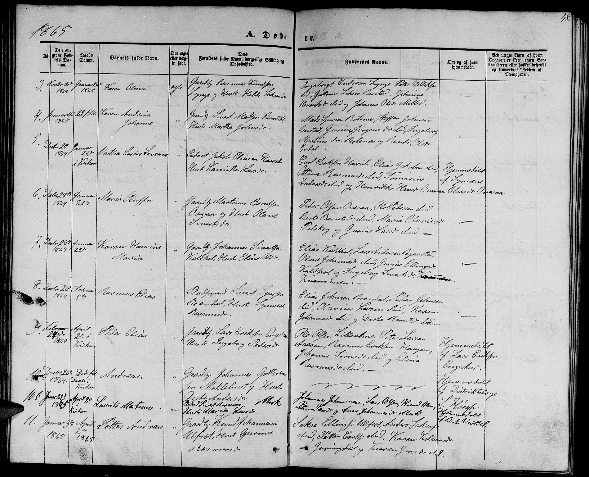 Ministerialprotokoller, klokkerbøker og fødselsregistre - Møre og Romsdal, AV/SAT-A-1454/510/L0124: Parish register (copy) no. 510C01, 1854-1877, p. 48