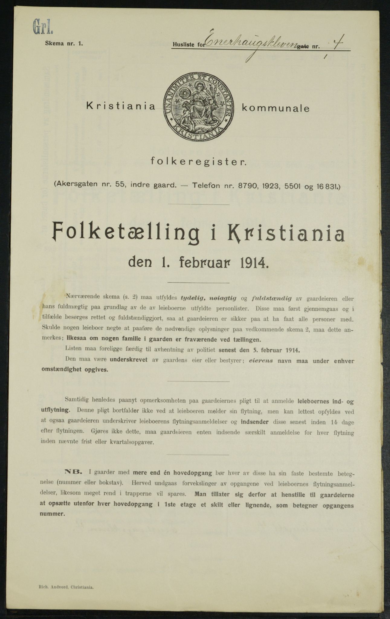 OBA, Municipal Census 1914 for Kristiania, 1914, p. 21868