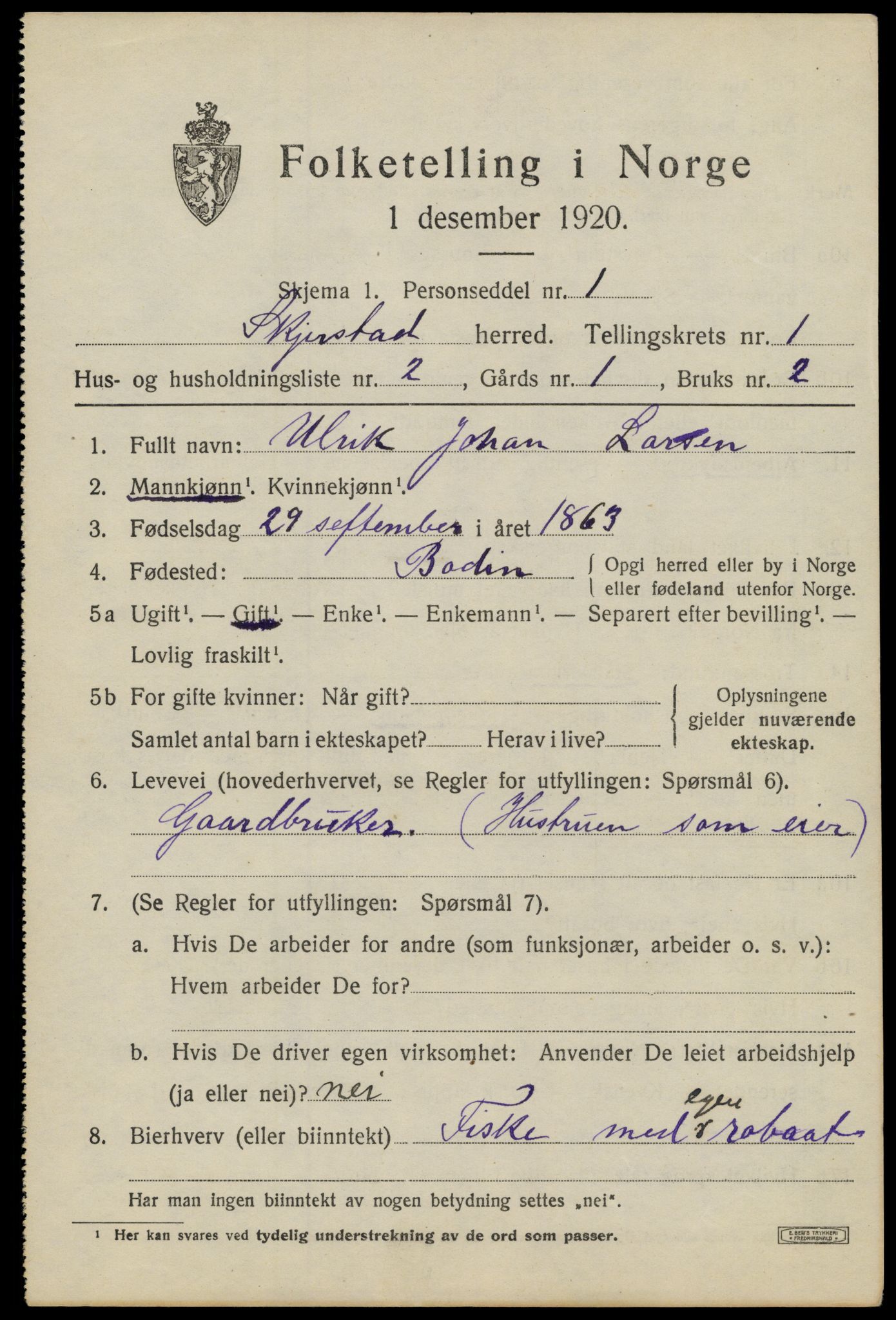 SAT, 1920 census for Skjerstad, 1920, p. 639