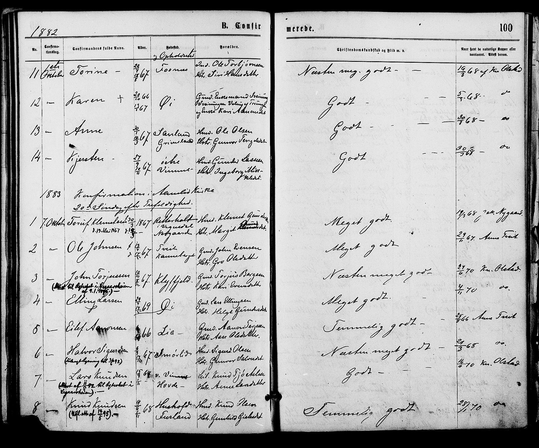 Åmli sokneprestkontor, AV/SAK-1111-0050/F/Fa/Fac/L0009: Parish register (official) no. A 9 /1, 1869-1884, p. 100