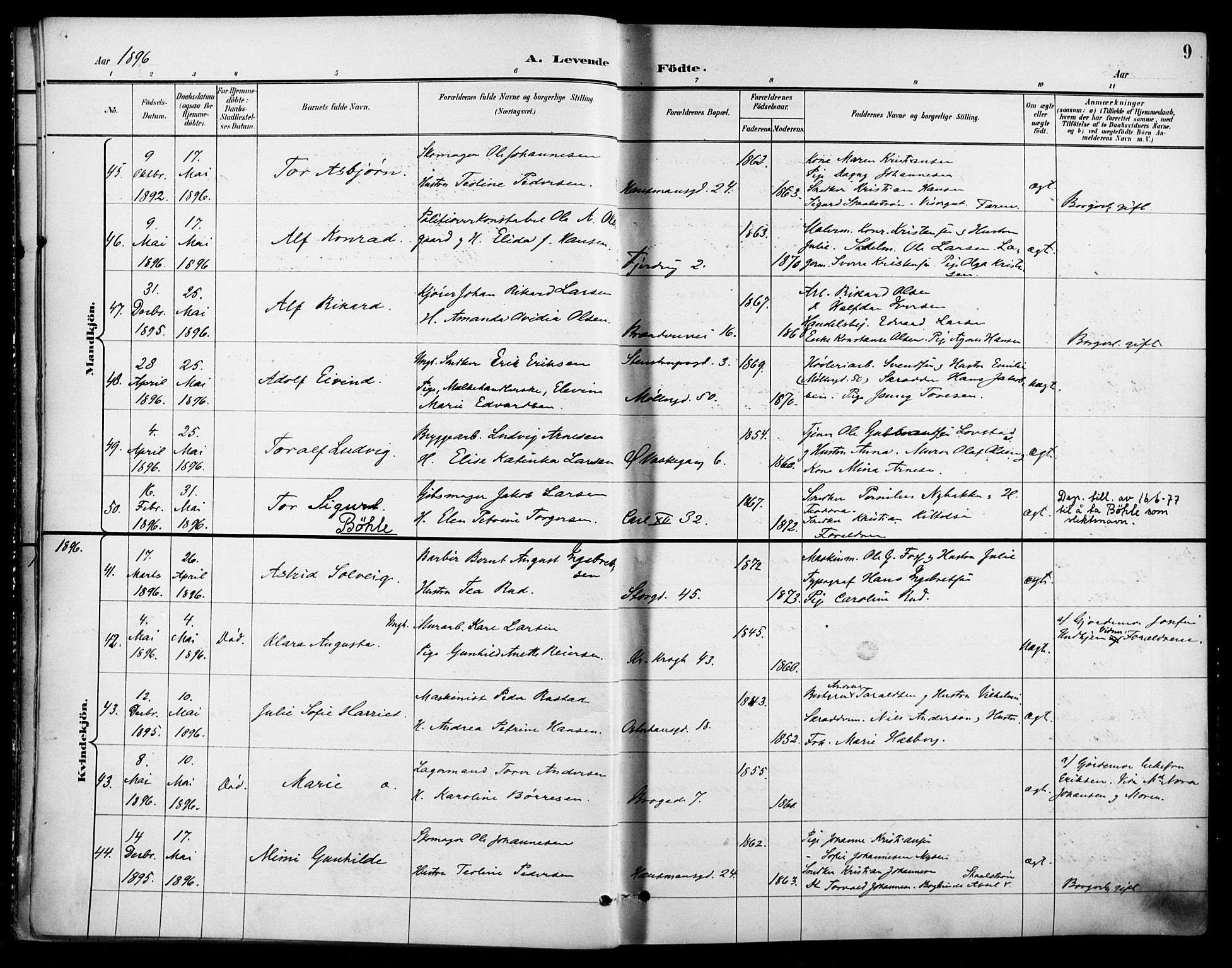 Jakob prestekontor Kirkebøker, AV/SAO-A-10850/F/Fa/L0005: Parish register (official) no. 5, 1896-1903, p. 9