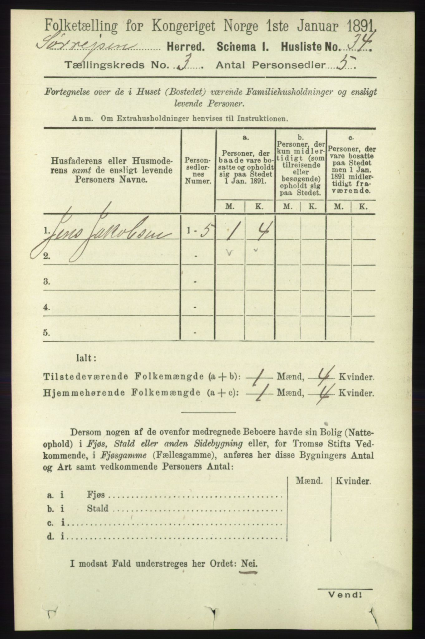 RA, 1891 census for 1925 Sørreisa, 1891, p. 677