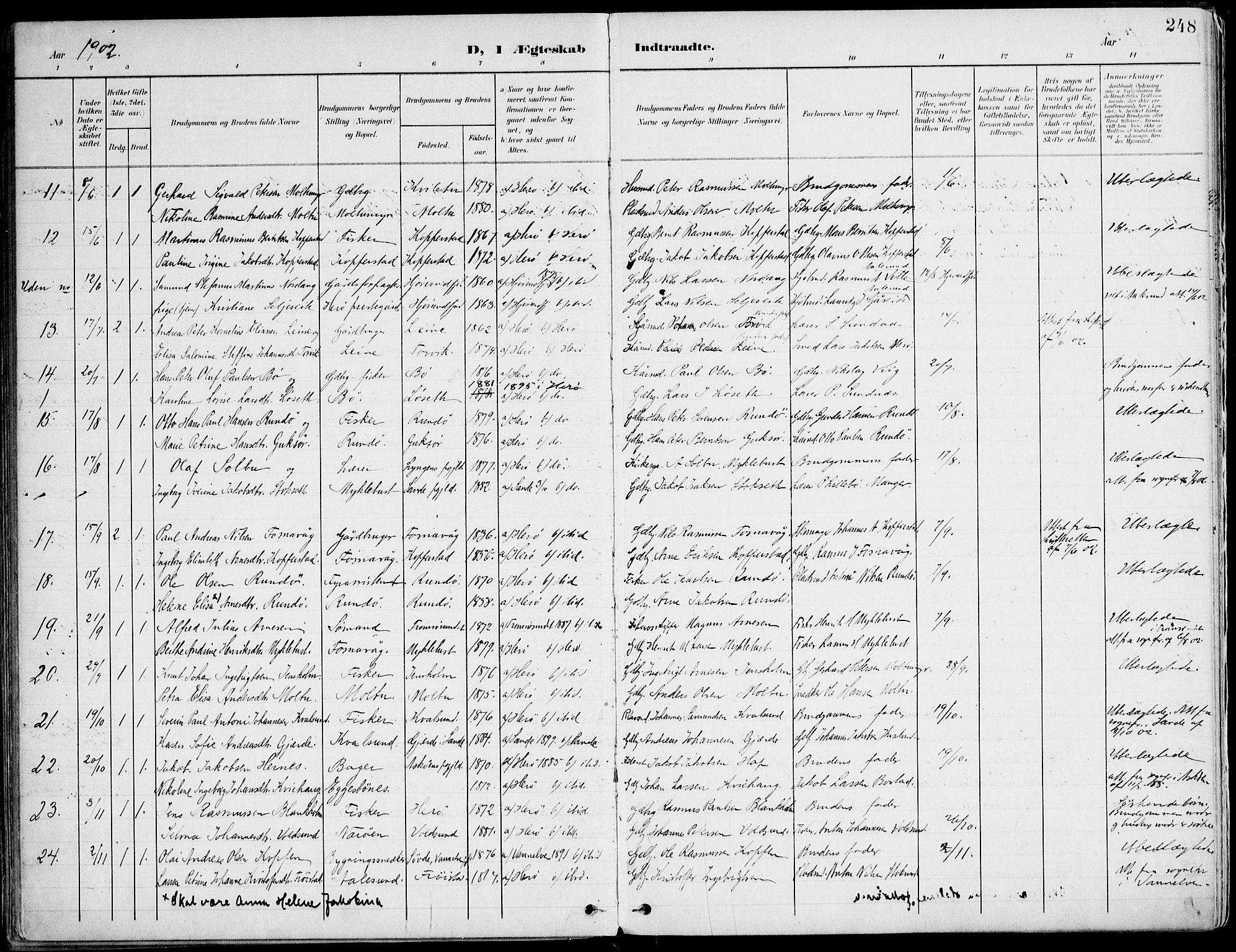 Ministerialprotokoller, klokkerbøker og fødselsregistre - Møre og Romsdal, SAT/A-1454/507/L0075: Parish register (official) no. 507A10, 1901-1920, p. 248