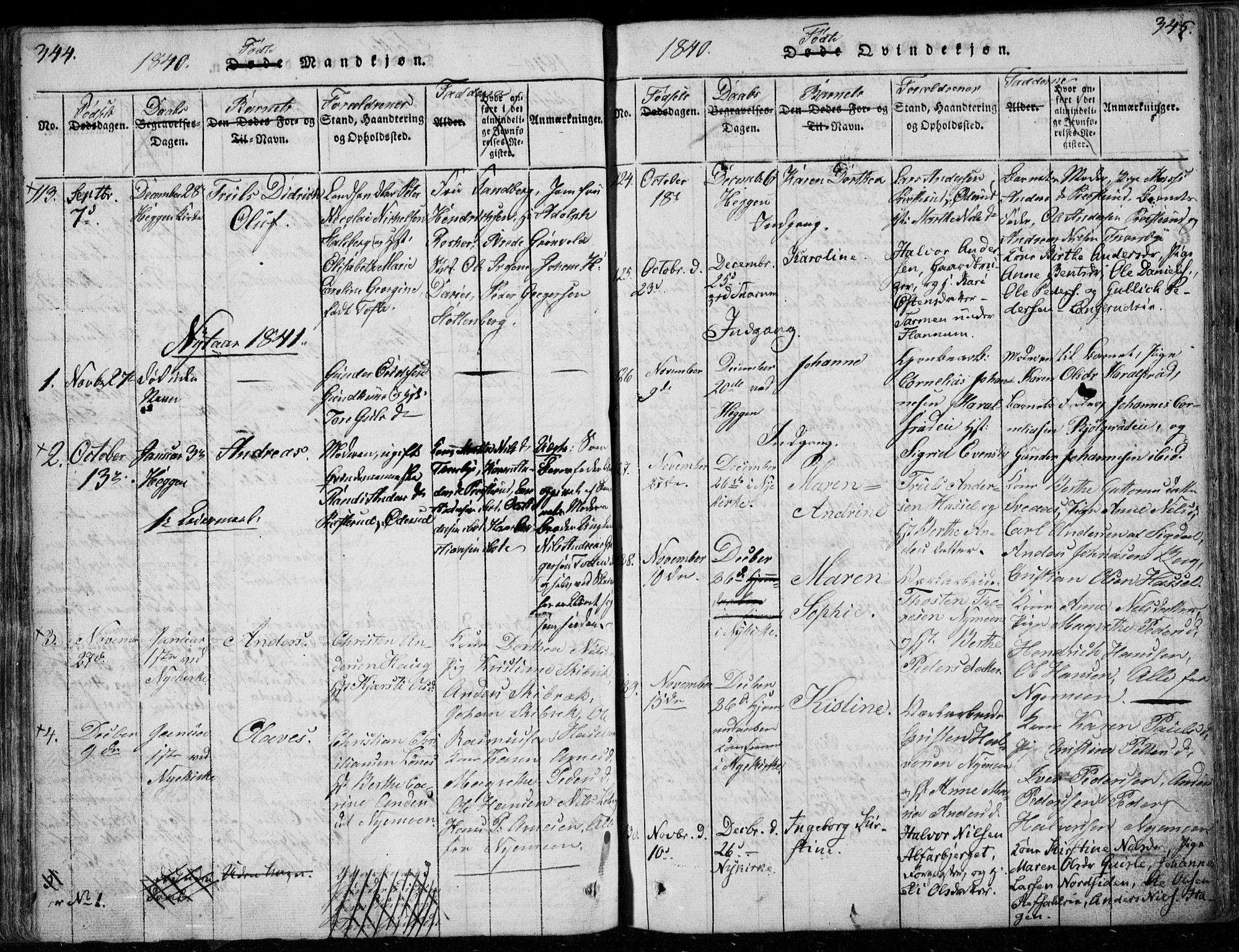 Modum kirkebøker, AV/SAKO-A-234/F/Fa/L0006: Parish register (official) no. 6, 1832-1841, p. 344-345