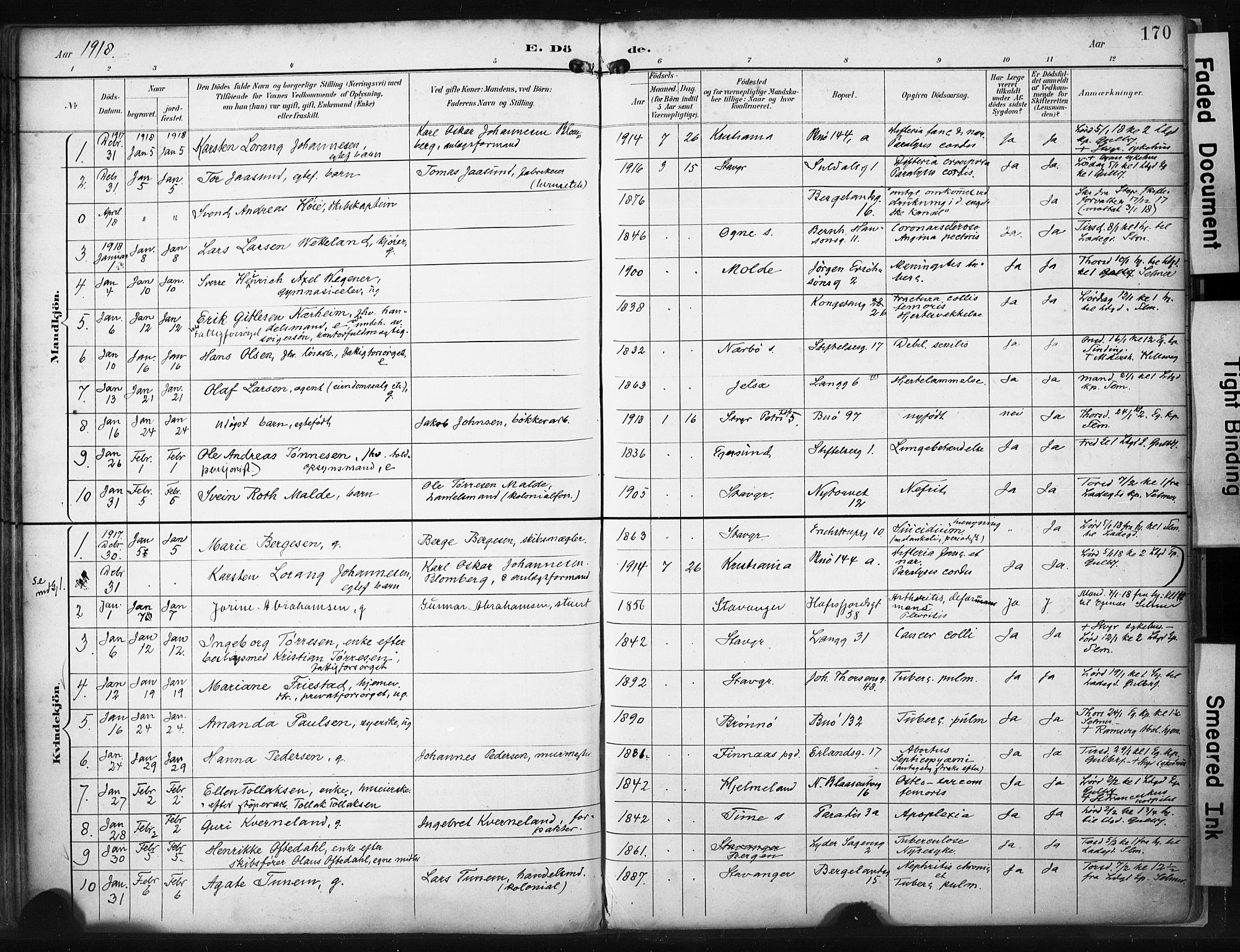 St. Petri sokneprestkontor, AV/SAST-A-101813/001/30/30BA/L0022: Parish register (official) no. A 22, 1895-1919, p. 170