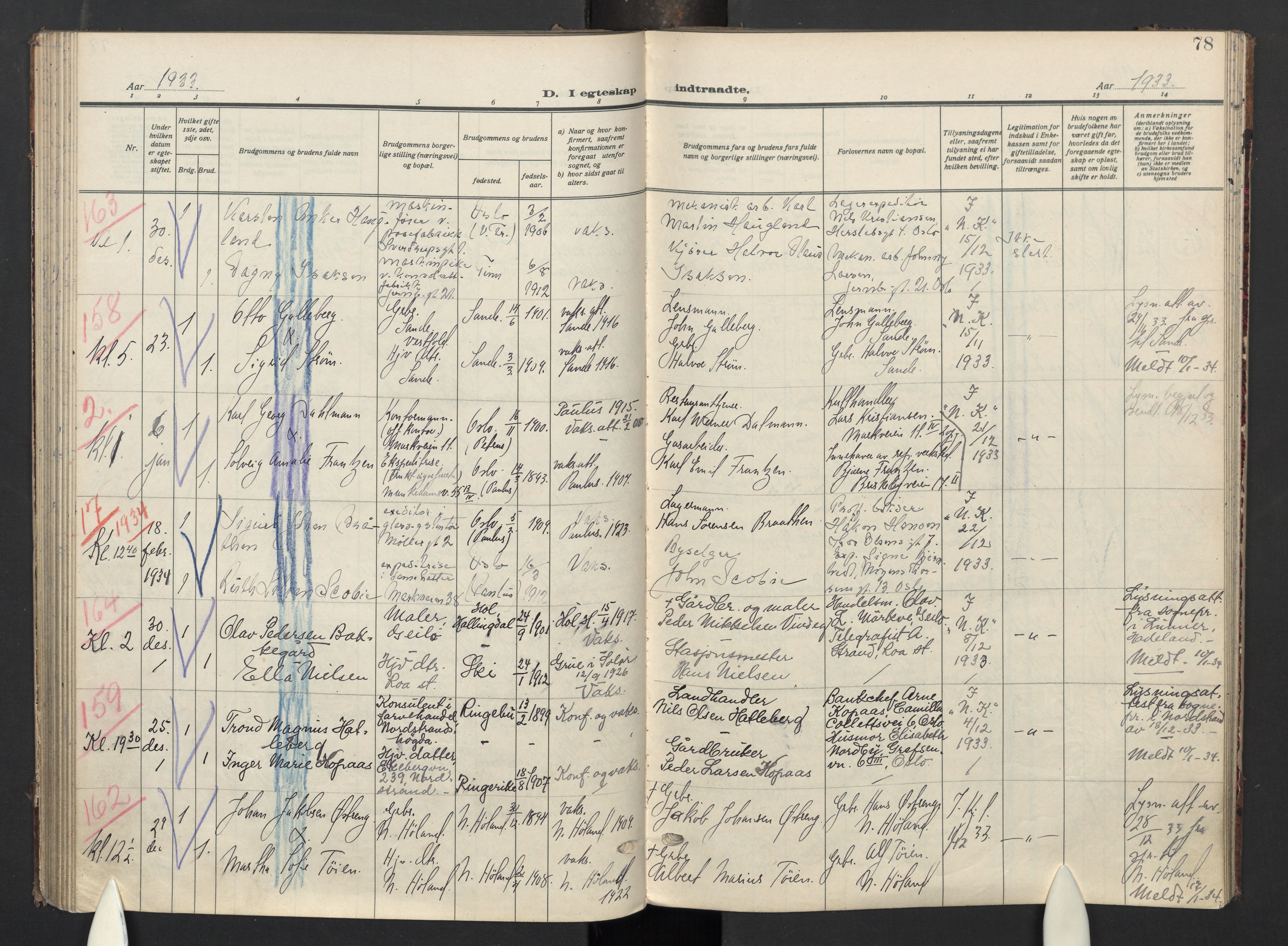 Oslo domkirke Kirkebøker, AV/SAO-A-10752/G/Ga/L0006: Parish register (copy) no. 6, 1930-1937, p. 78