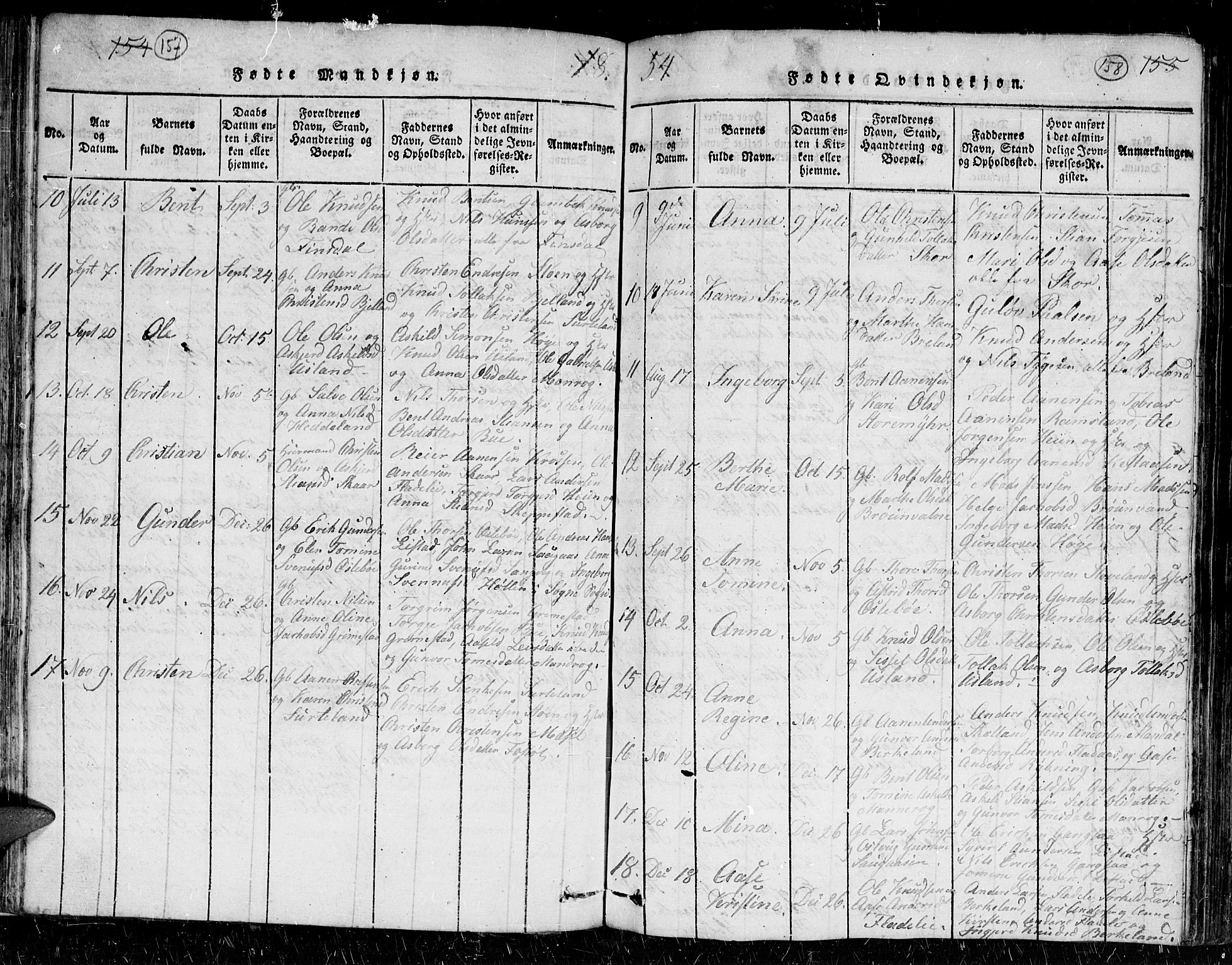 Holum sokneprestkontor, AV/SAK-1111-0022/F/Fb/Fbc/L0001: Parish register (copy) no. B 1, 1820-1859, p. 157-158