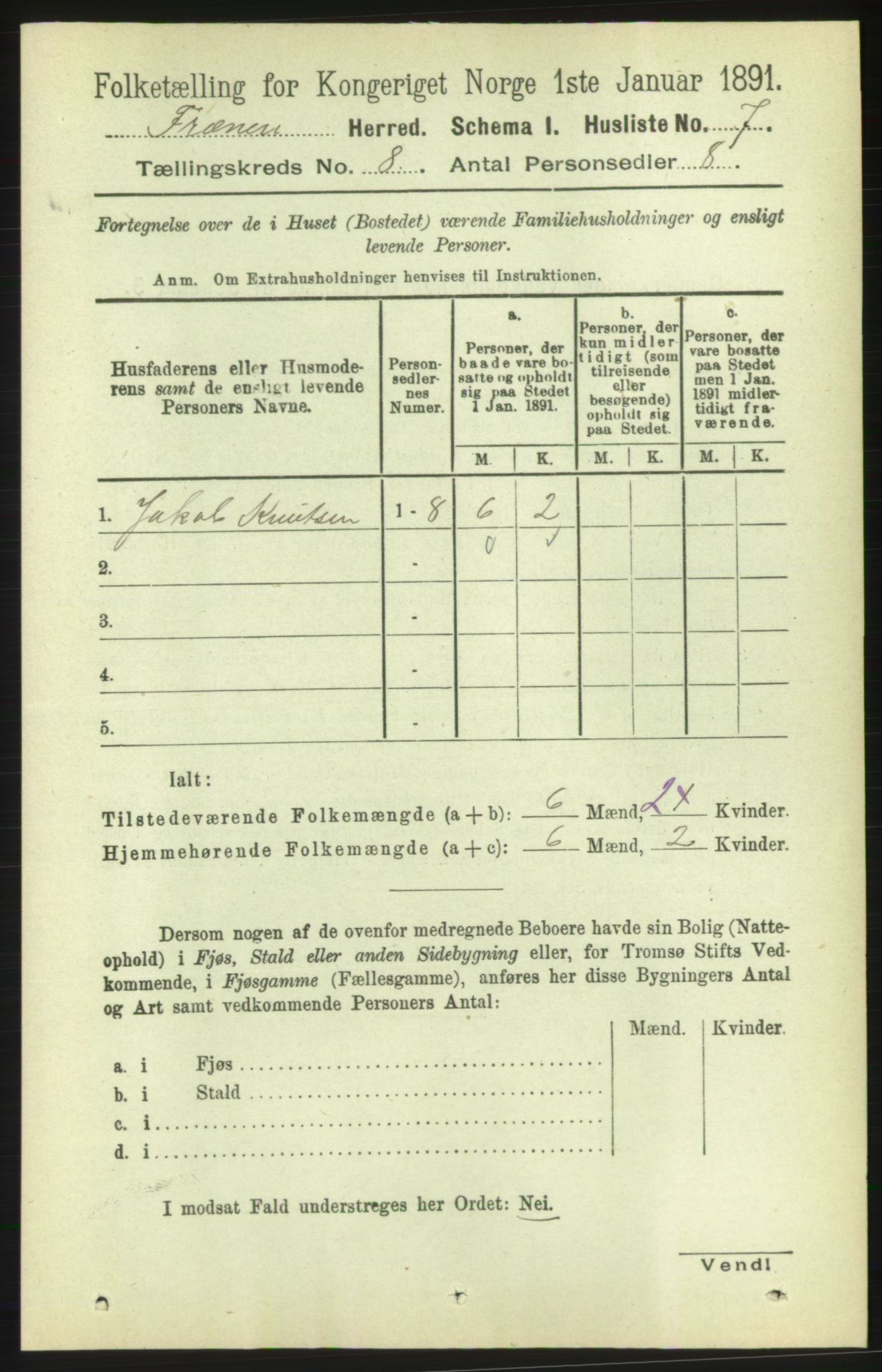 RA, 1891 census for 1548 Fræna, 1891, p. 2616