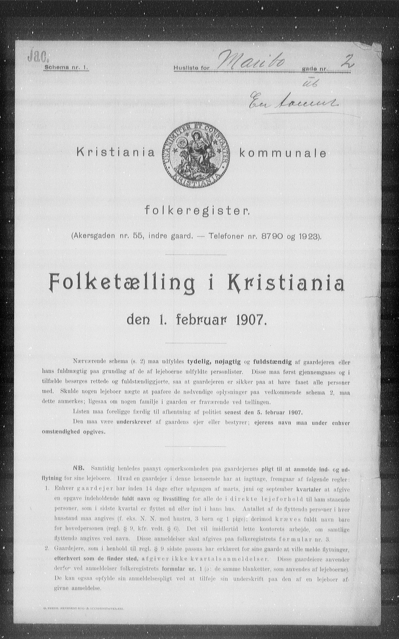 OBA, Municipal Census 1907 for Kristiania, 1907, p. 30798