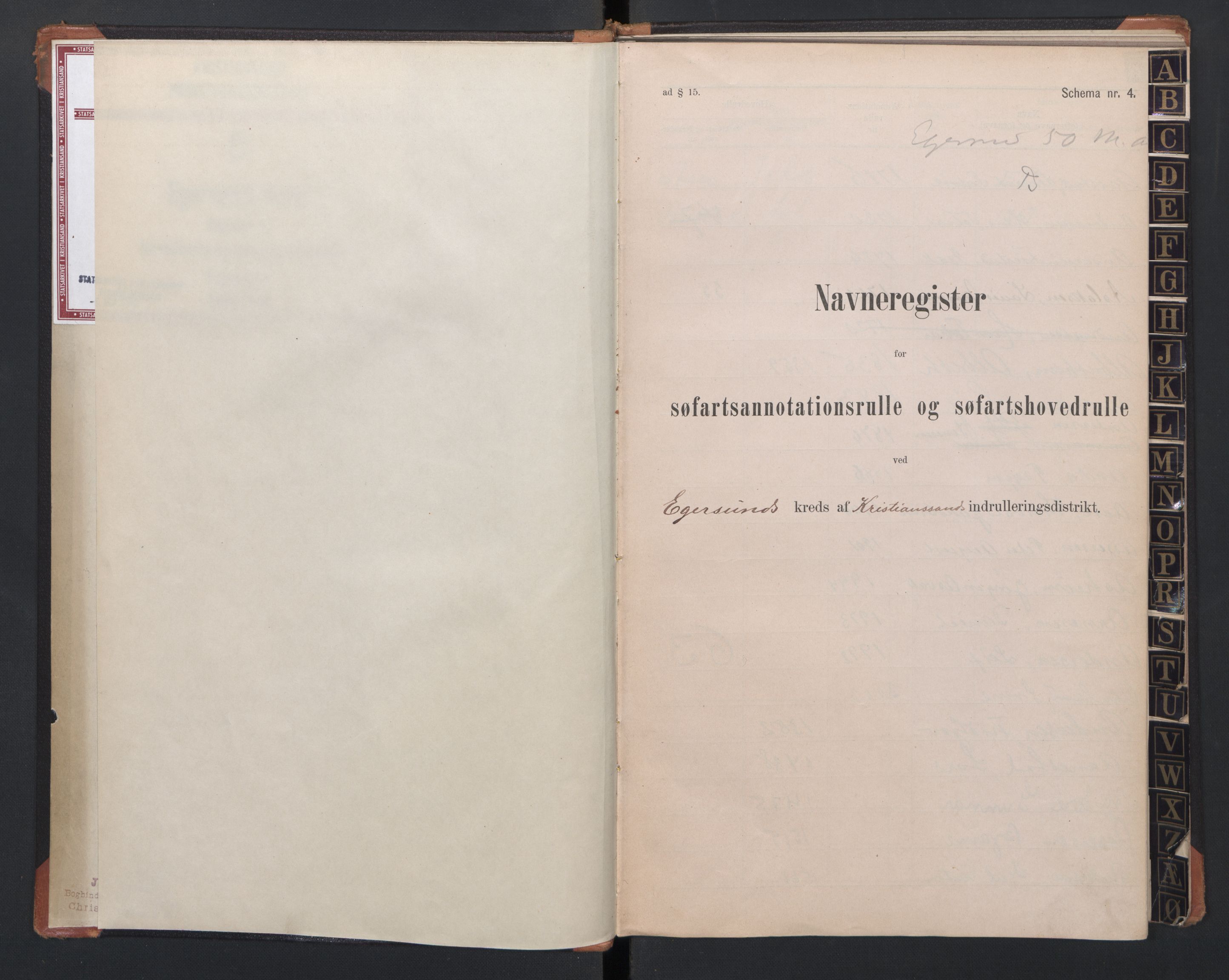 Egersund mønstringskrets, SAK/2031-0019/F/Fb/L0005: Register til hovedrulle og annotasjonsrulle etternavn, O-7, 1868-1948, p. 3