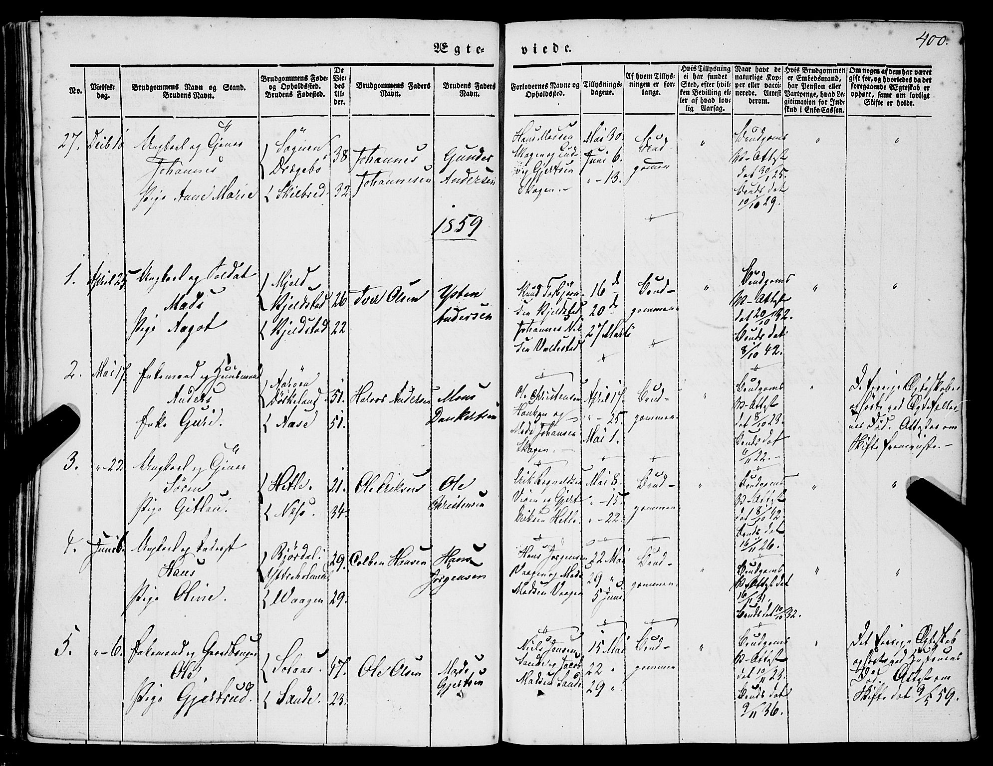 Gaular sokneprestembete, AV/SAB-A-80001/H/Haa: Parish register (official) no. A 4II, 1841-1859, p. 400