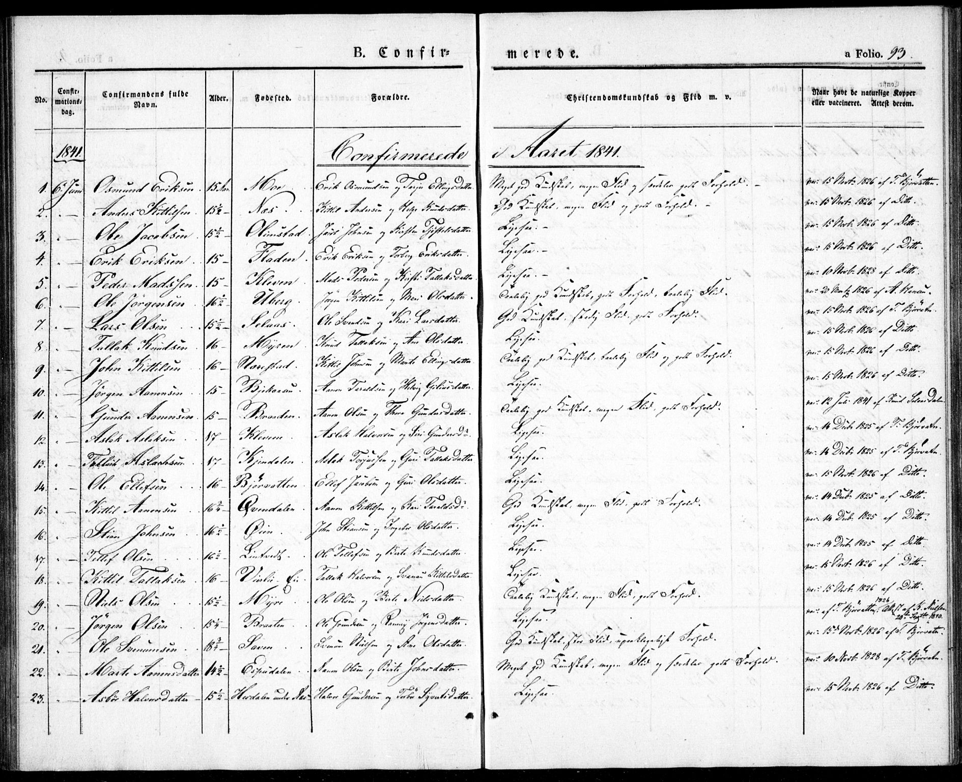 Gjerstad sokneprestkontor, AV/SAK-1111-0014/F/Fa/Fab/L0002: Parish register (official) no. A 2, 1835-1852, p. 93