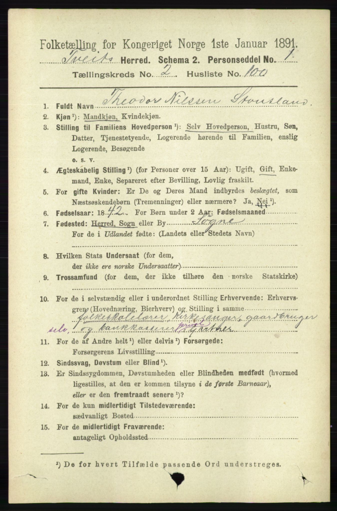 RA, 1891 census for 1013 Tveit, 1891, p. 1082