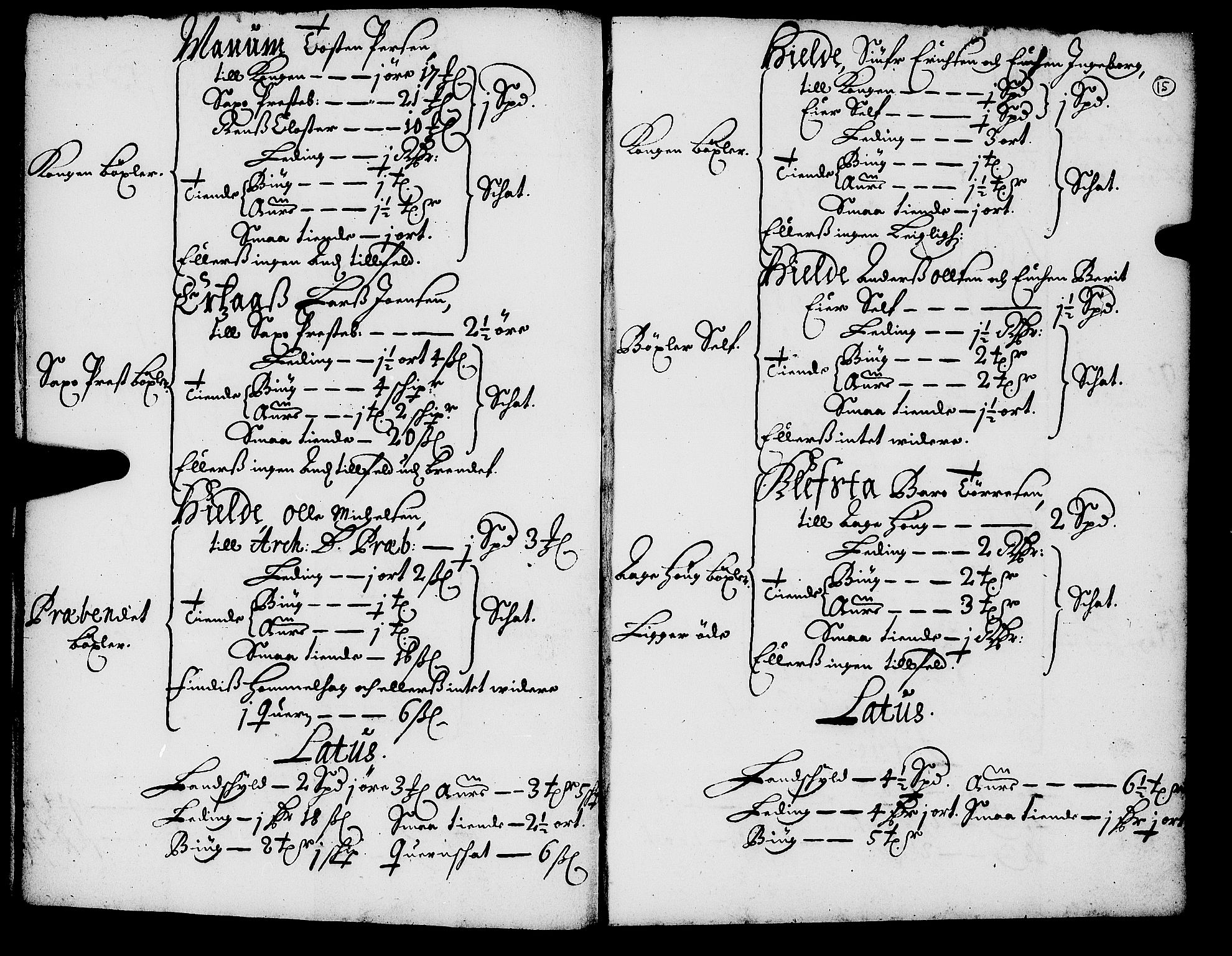 Rentekammeret inntil 1814, Realistisk ordnet avdeling, AV/RA-EA-4070/N/Nb/Nba/L0055: Inderøy len, 1668, p. 14b-15a