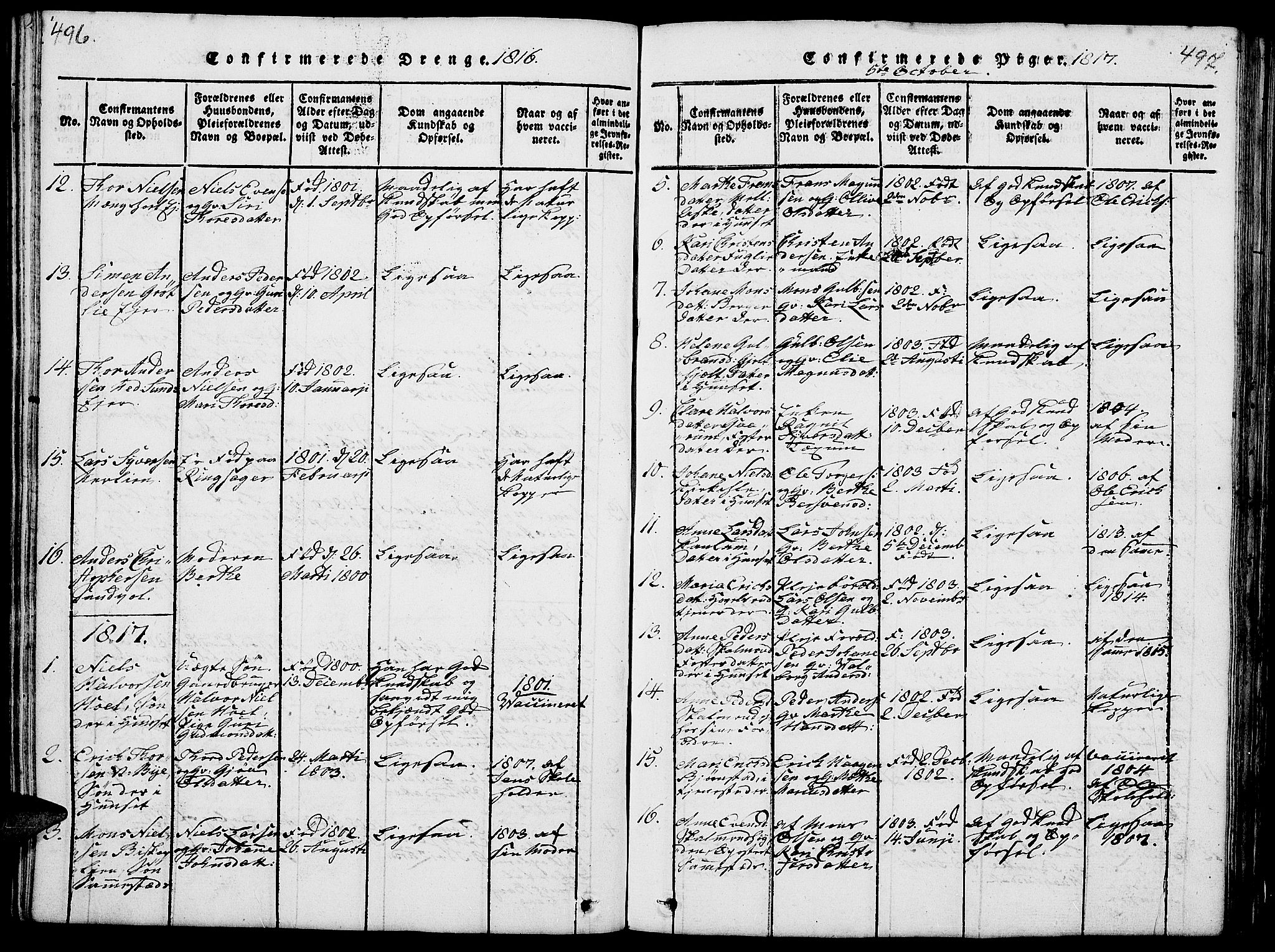 Nes prestekontor, Hedmark, AV/SAH-PREST-020/L/La/L0003: Parish register (copy) no. 3, 1814-1831, p. 496-497