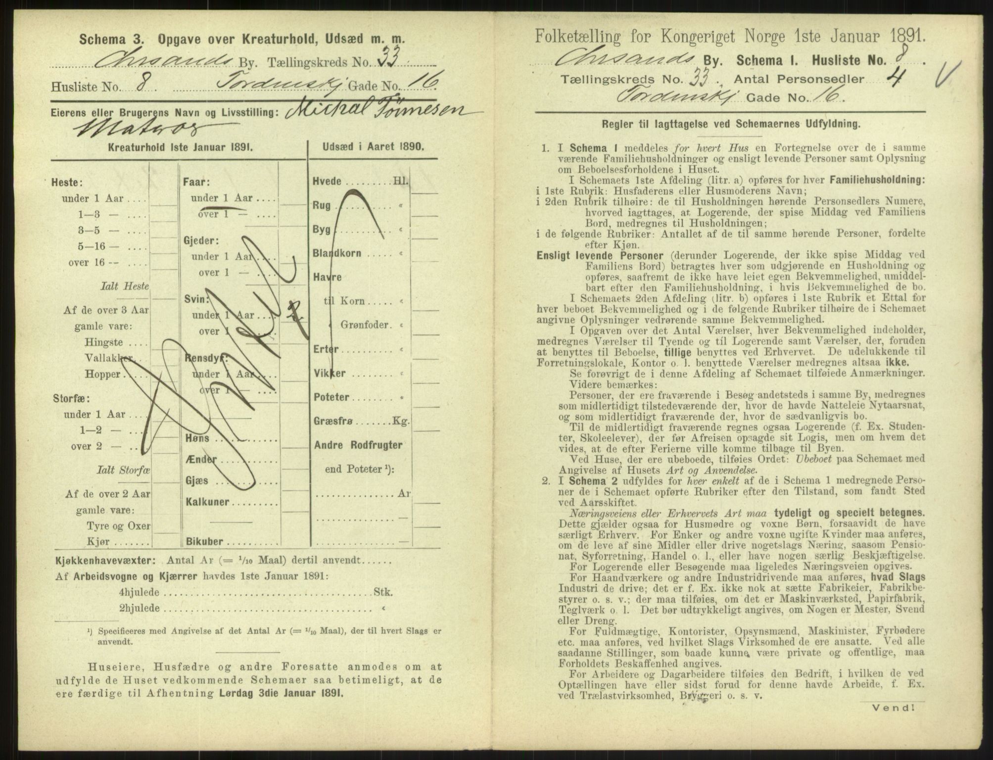 RA, 1891 census for 1001 Kristiansand, 1891, p. 1792