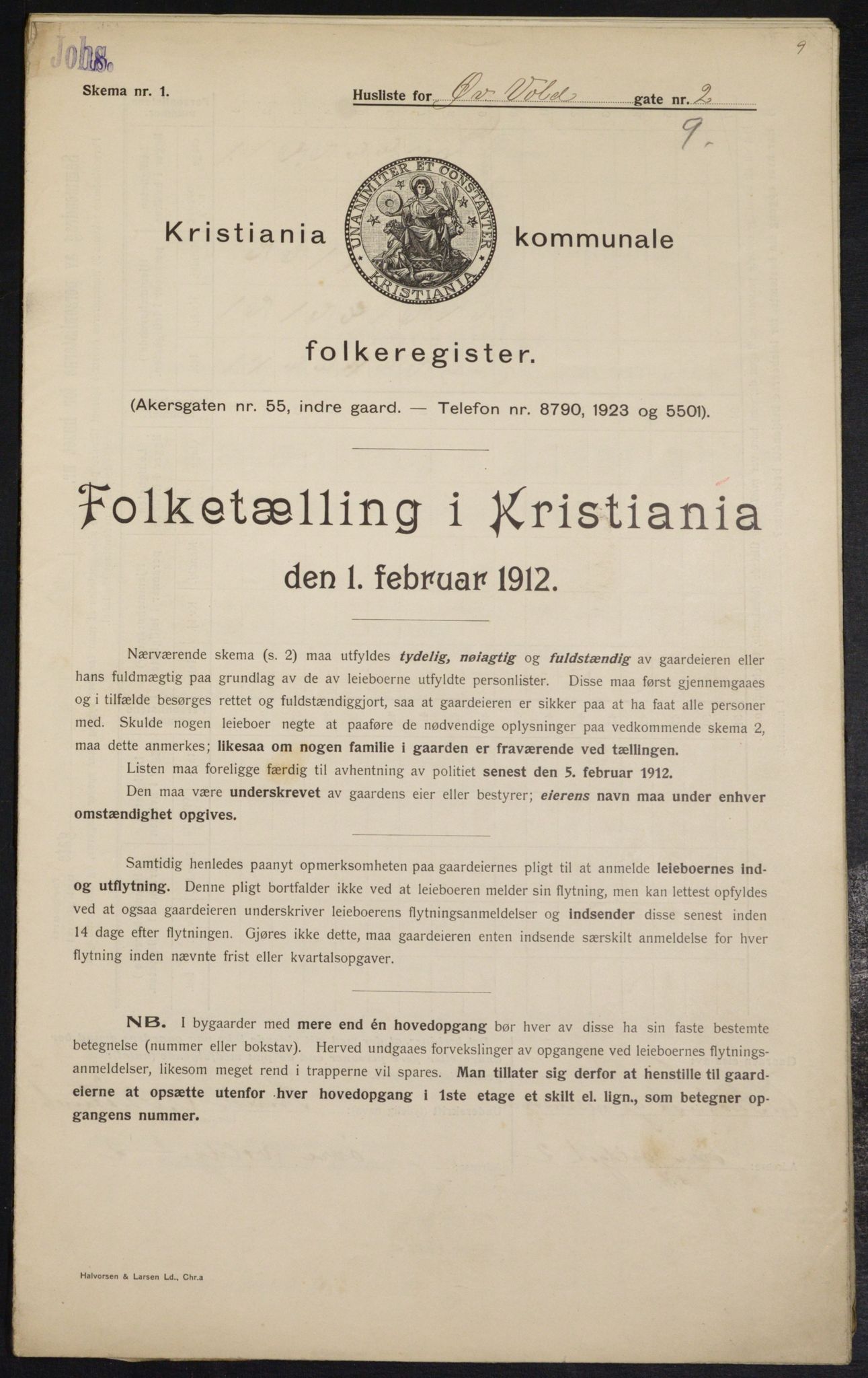 OBA, Municipal Census 1912 for Kristiania, 1912, p. 130084