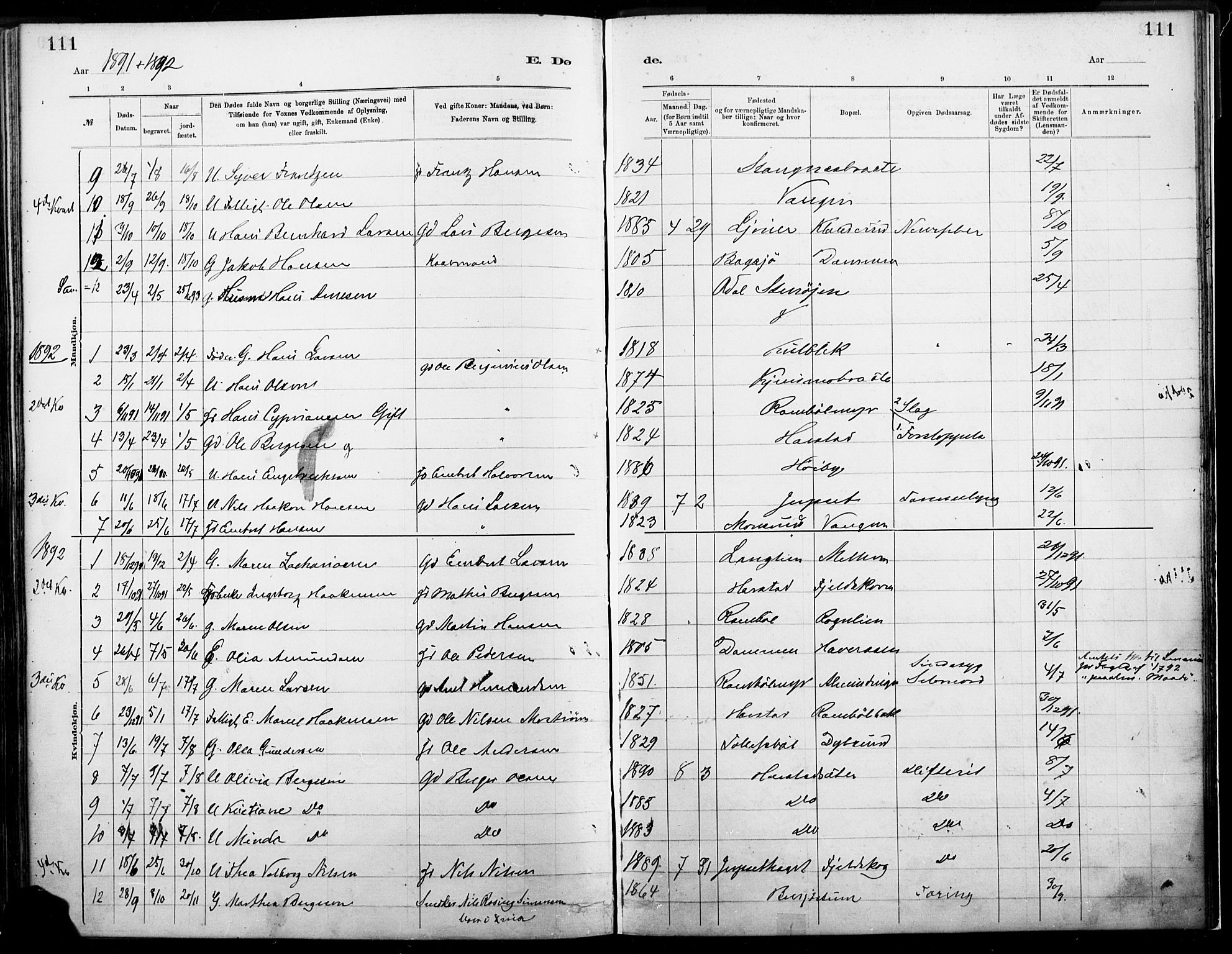 Eidskog prestekontor, AV/SAH-PREST-026/H/Ha/Haa/L0004: Parish register (official) no. 4, 1884-1897, p. 111