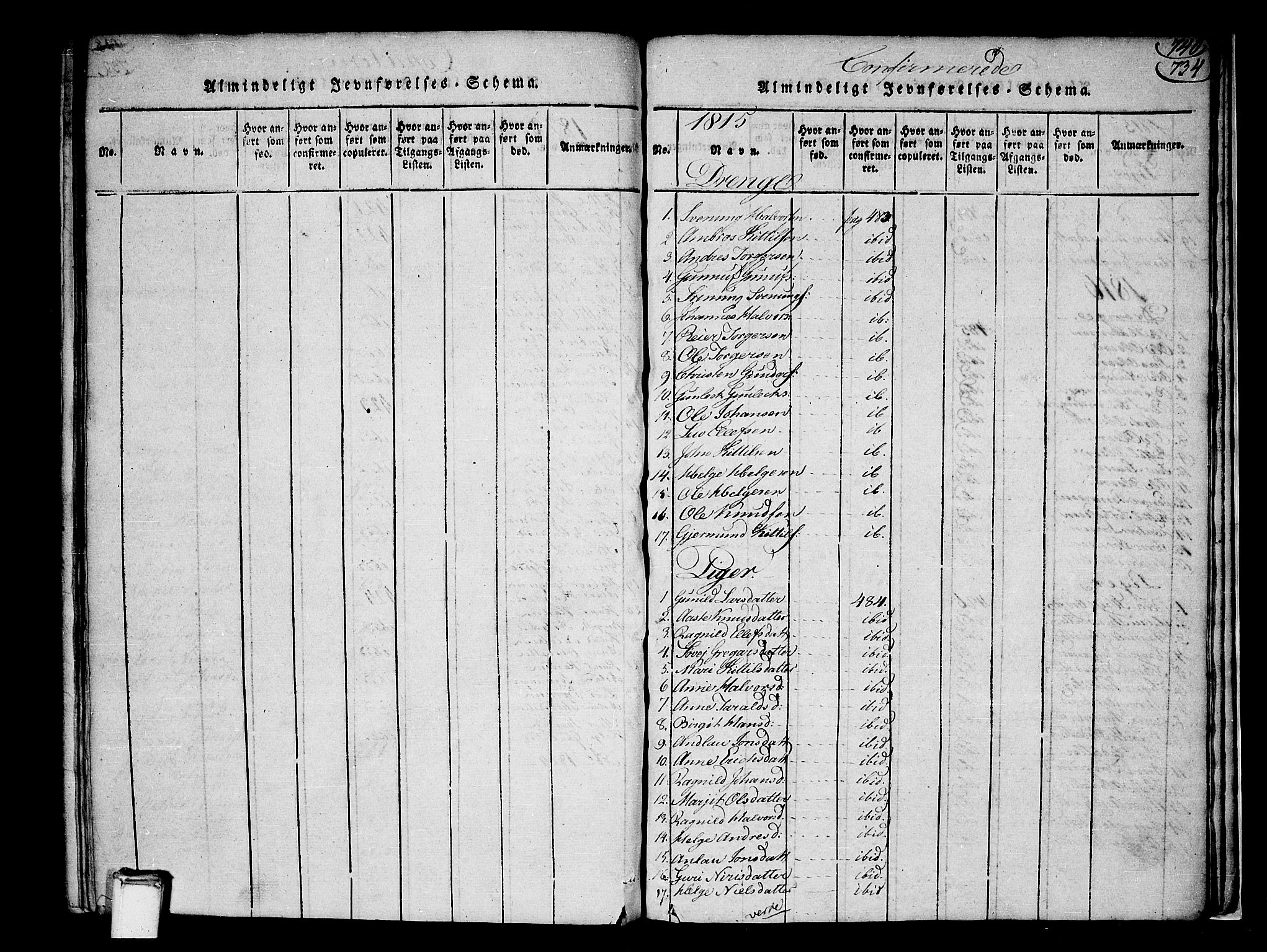 Heddal kirkebøker, SAKO/A-268/F/Fa/L0005: Parish register (official) no. I 5, 1814-1837, p. 733-734