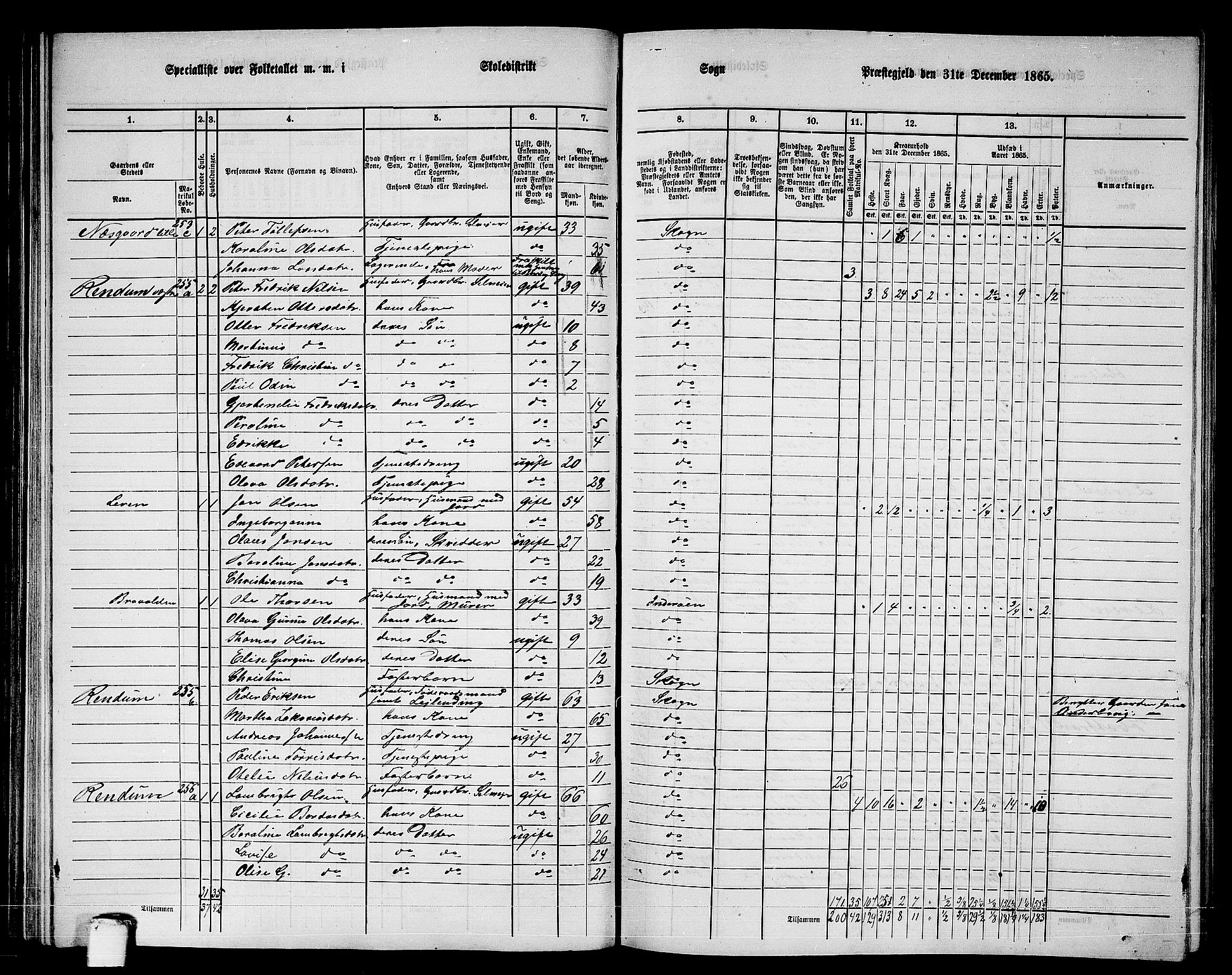 RA, 1865 census for Skogn, 1865, p. 91