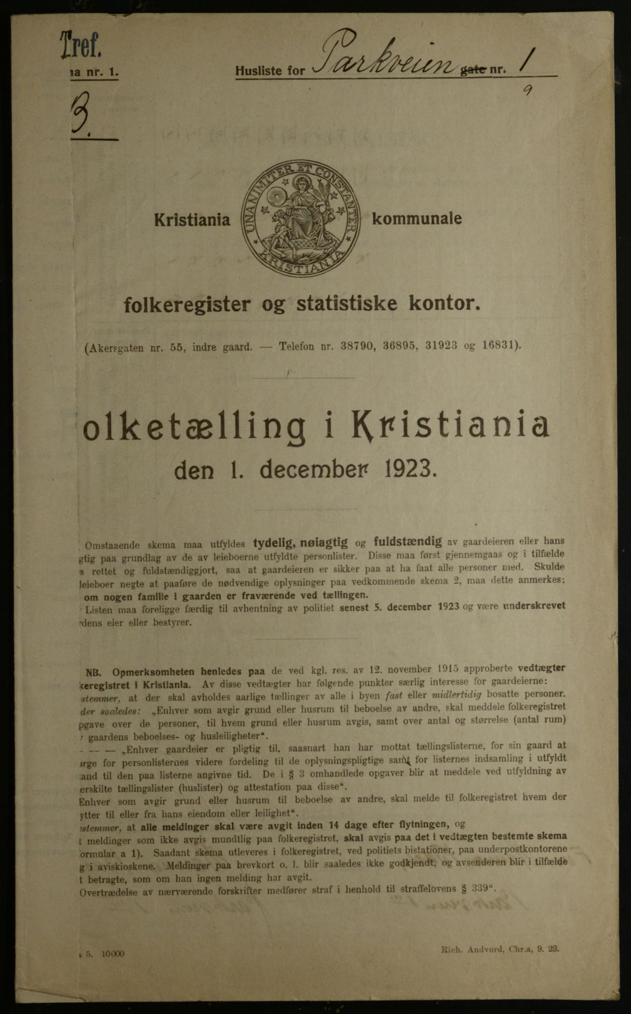 OBA, Municipal Census 1923 for Kristiania, 1923, p. 85805