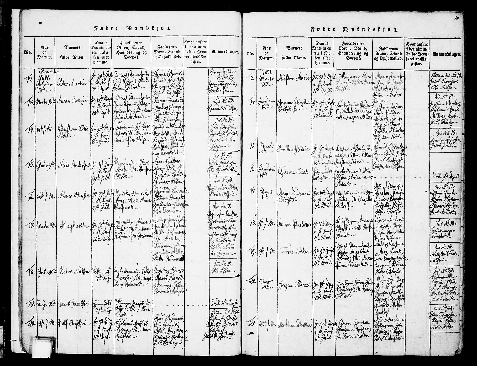 Skien kirkebøker, SAKO/A-302/F/Fa/L0005: Parish register (official) no. 5, 1814-1843, p. 10