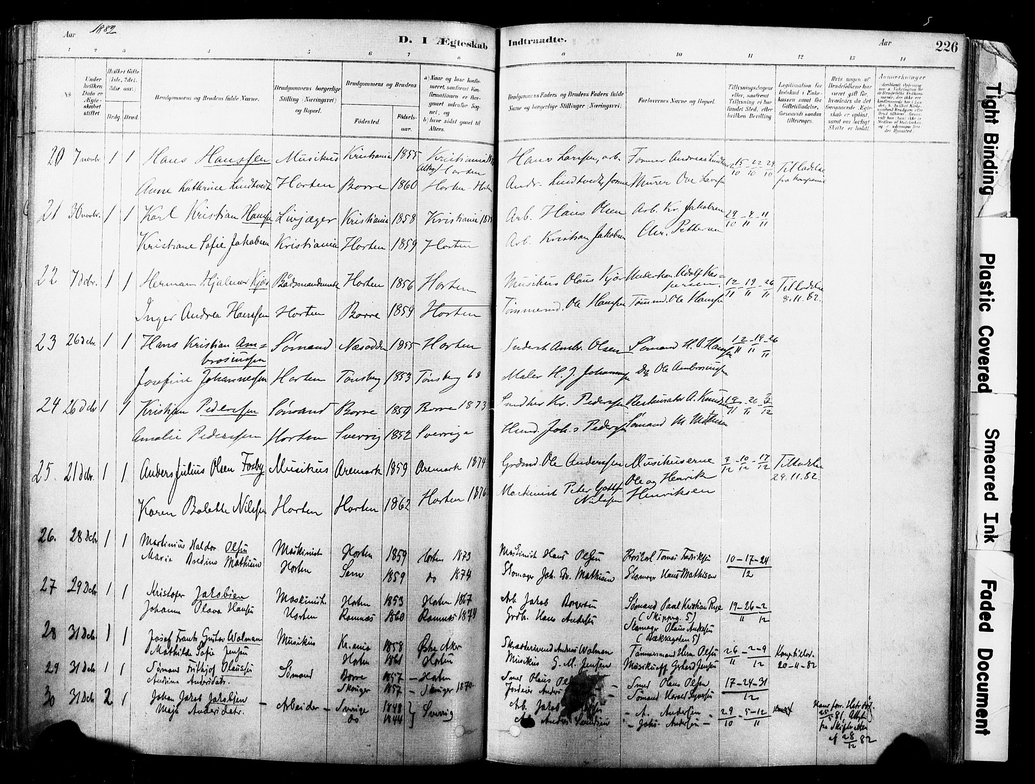 Horten kirkebøker, AV/SAKO-A-348/F/Fa/L0003: Parish register (official) no. 3, 1878-1887, p. 226