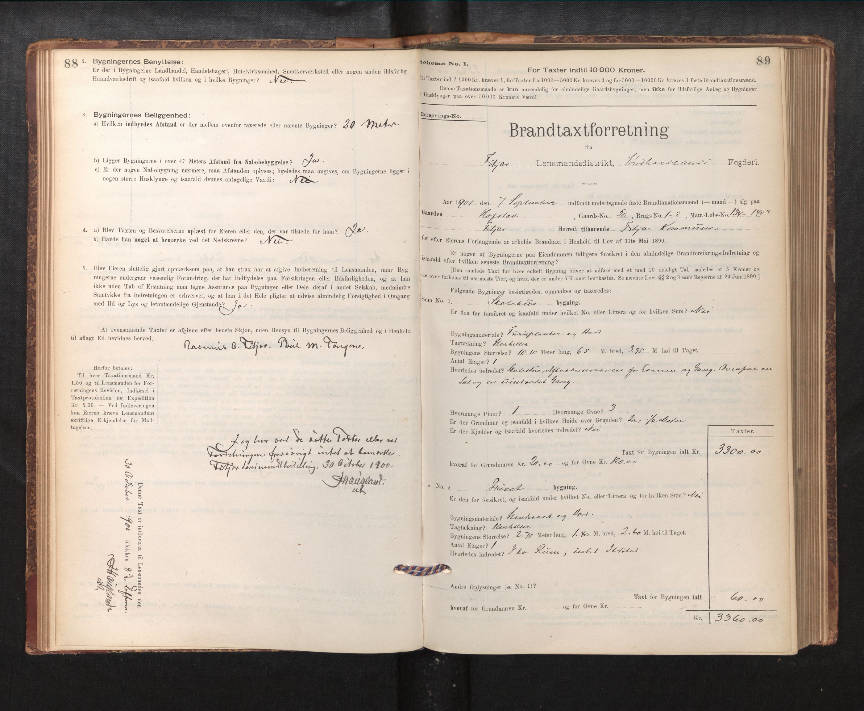 Lensmannen i Fitjar, SAB/A-32001/0012/L0001: Branntakstprotokoll, skjematakst, 1895-1948, p. 88-89