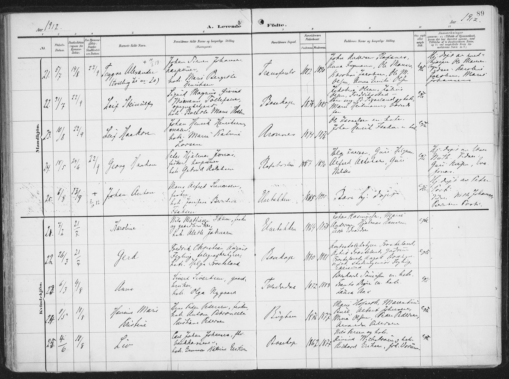 Alta sokneprestkontor, AV/SATØ-S-1338/H/Ha/L0005.kirke: Parish register (official) no. 5, 1904-1918, p. 89