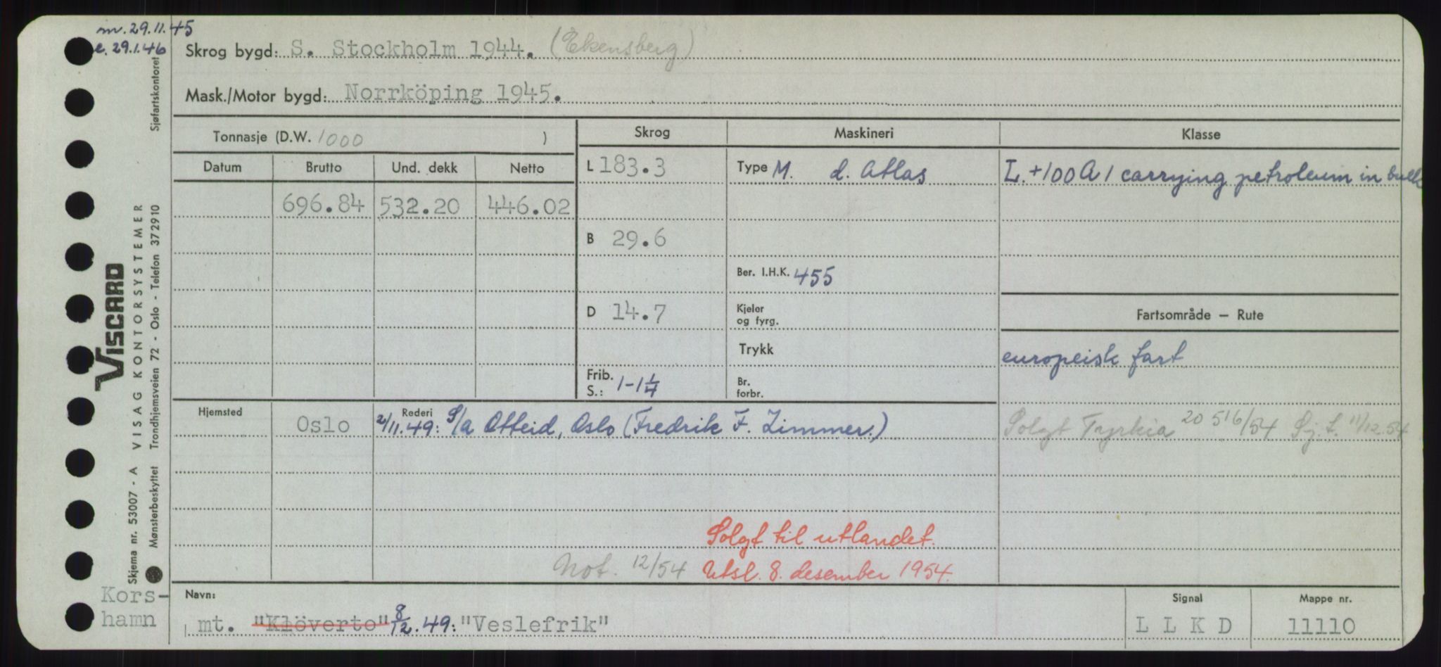 Sjøfartsdirektoratet med forløpere, Skipsmålingen, RA/S-1627/H/Hd/L0040: Fartøy, U-Ve, p. 549