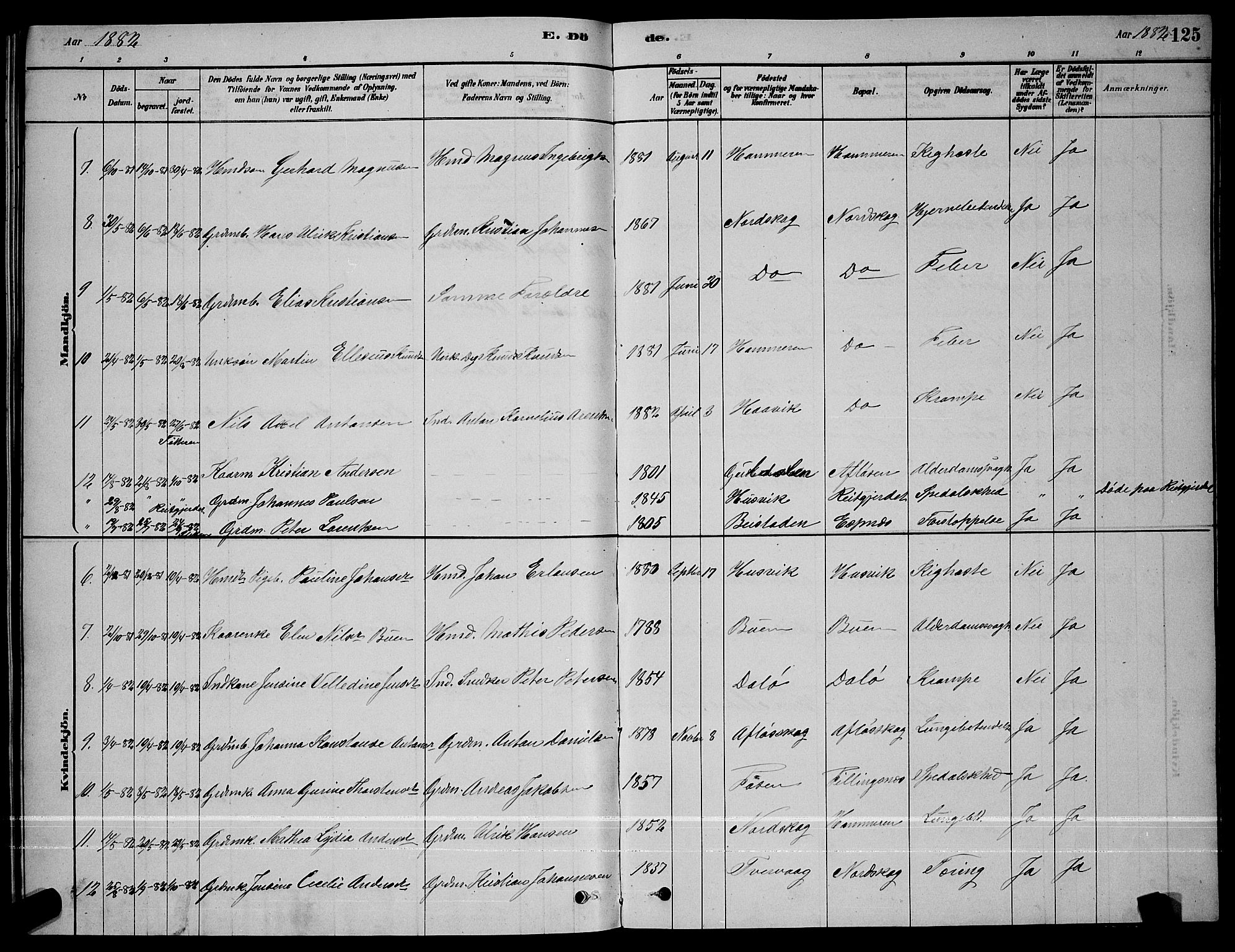 Ministerialprotokoller, klokkerbøker og fødselsregistre - Sør-Trøndelag, SAT/A-1456/641/L0597: Parish register (copy) no. 641C01, 1878-1893, p. 125