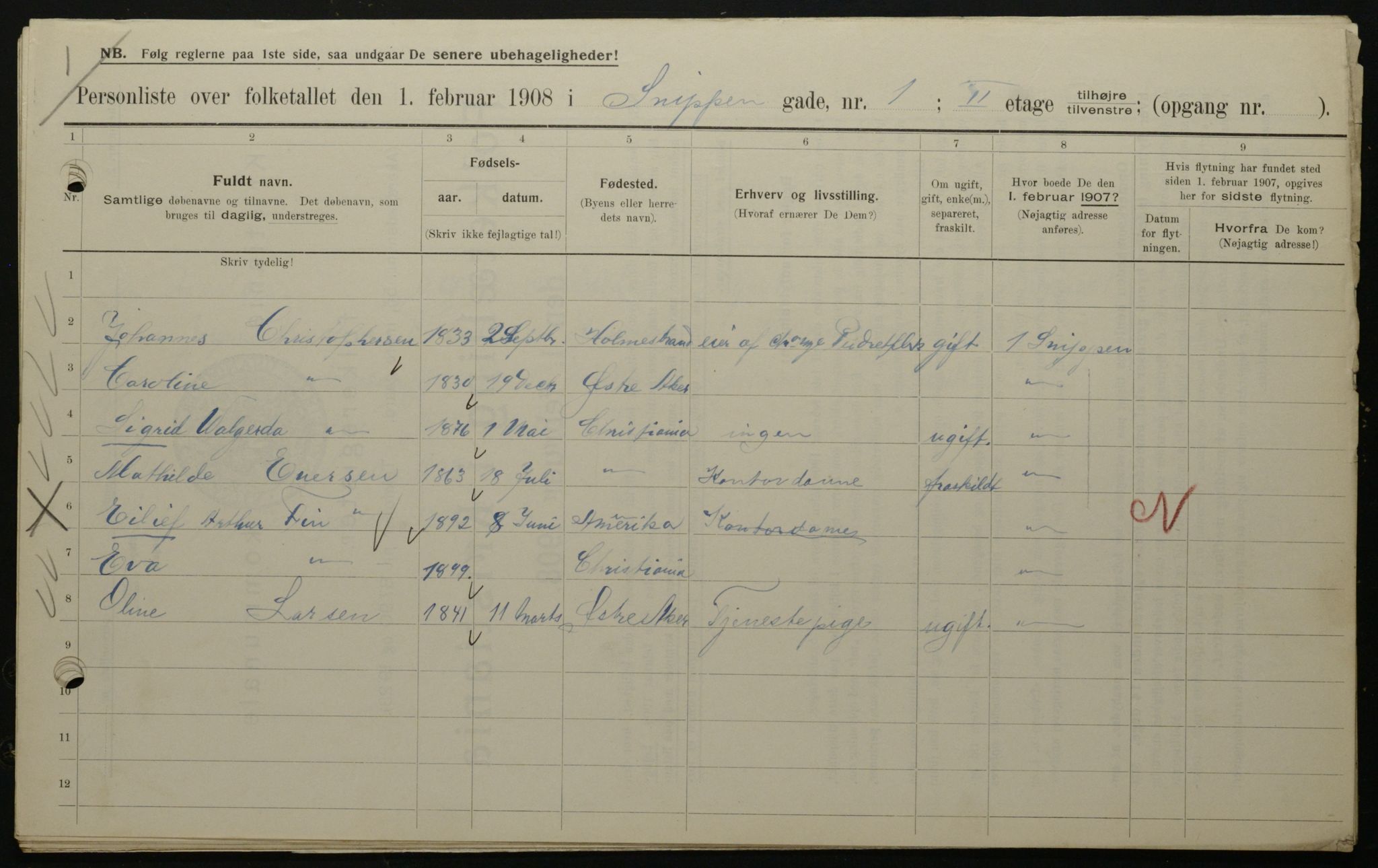 OBA, Municipal Census 1908 for Kristiania, 1908, p. 88155