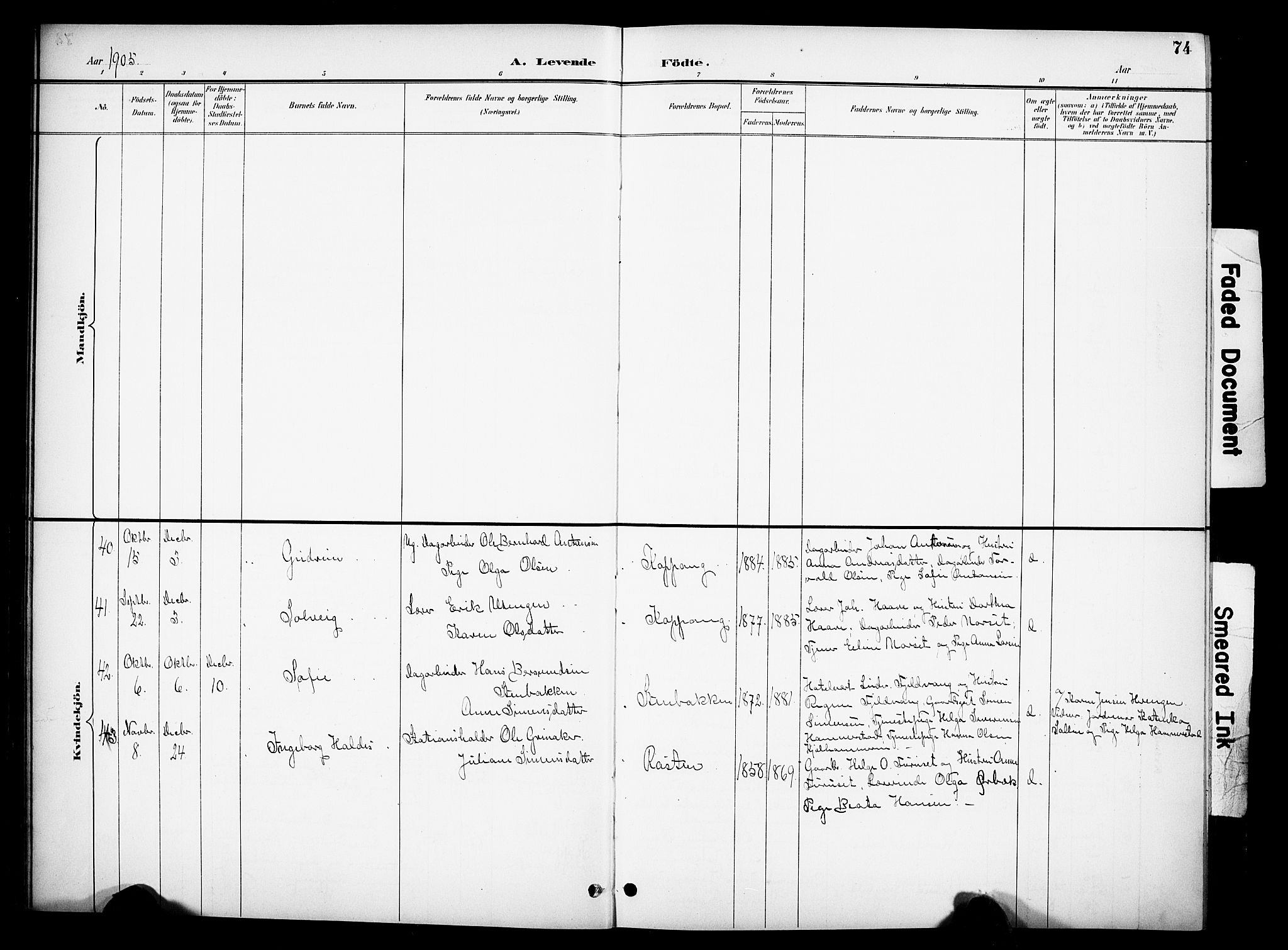 Stor-Elvdal prestekontor, SAH/PREST-052/H/Ha/Hab/L0003: Parish register (copy) no. 3, 1895-1917, p. 74