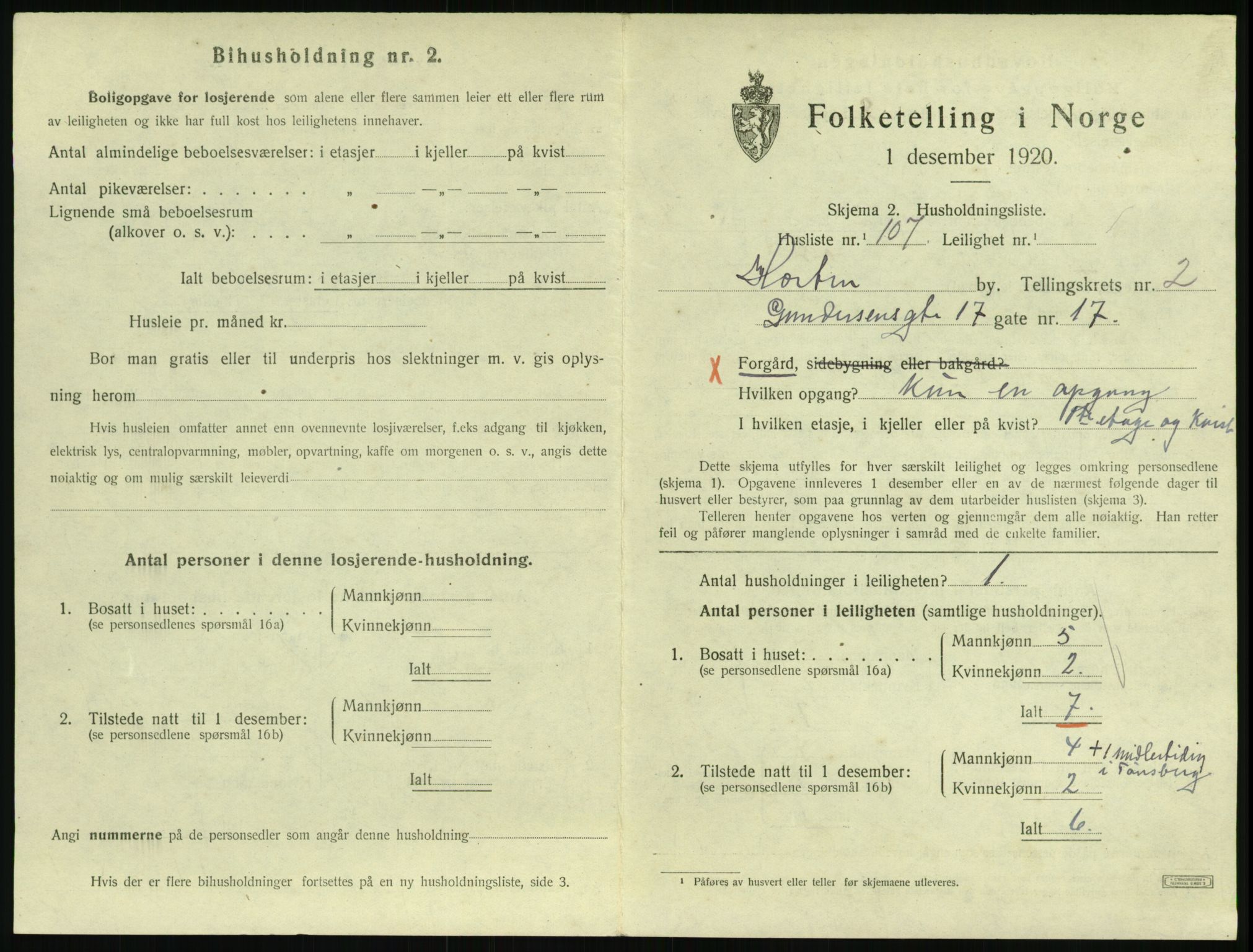 SAKO, 1920 census for Horten, 1920, p. 3735