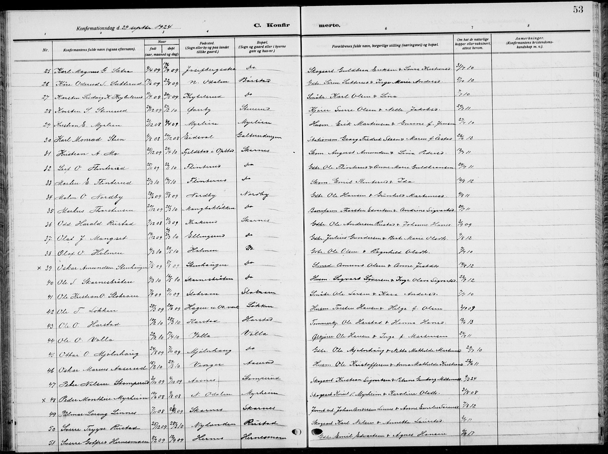 Sør-Odal prestekontor, AV/SAH-PREST-030/H/Ha/Hab/L0011: Parish register (copy) no. 11, 1922-1939, p. 53