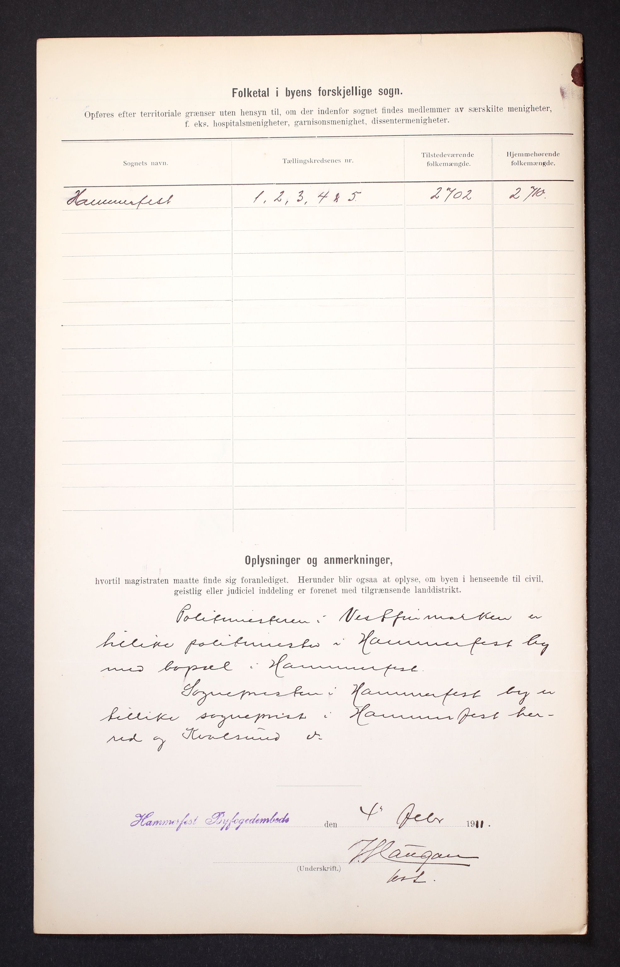 RA, 1910 census for Hammerfest, 1910, p. 4