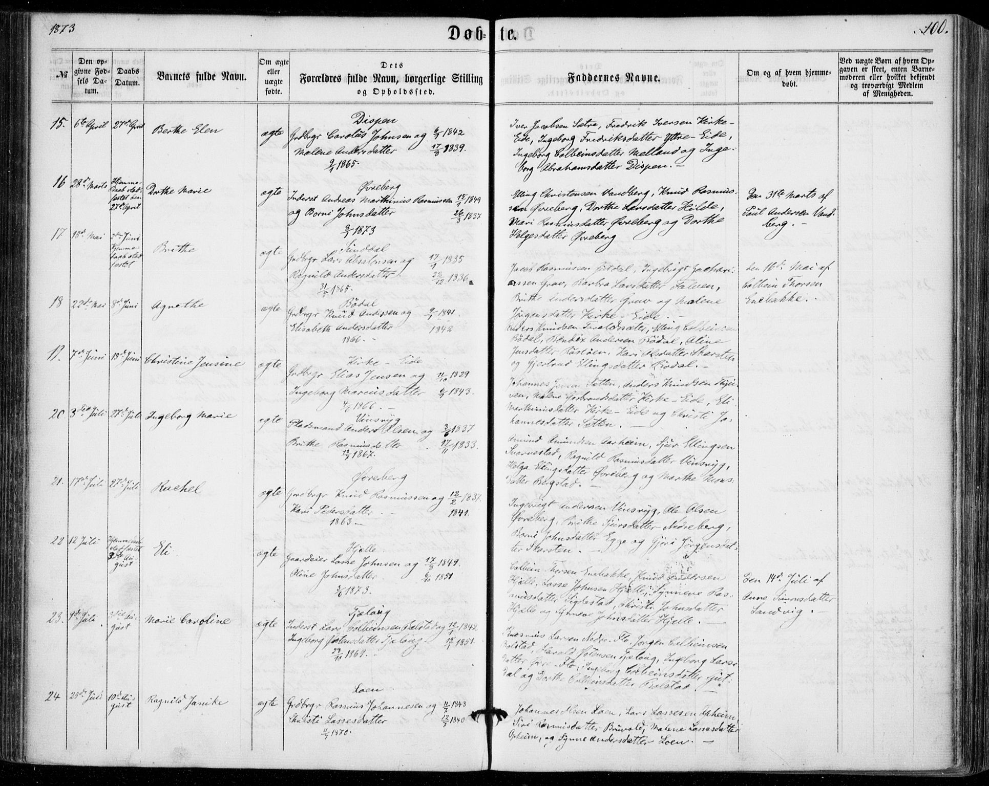 Stryn Sokneprestembete, AV/SAB-A-82501: Parish register (official) no. A 3, 1862-1877, p. 100