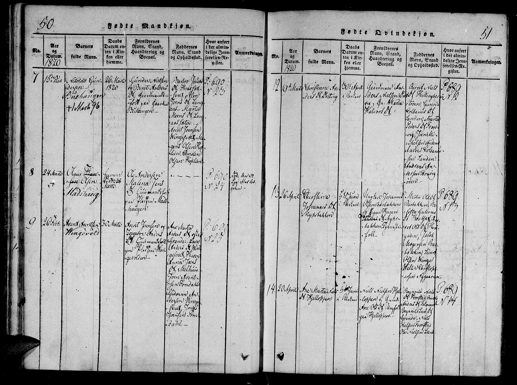 Ministerialprotokoller, klokkerbøker og fødselsregistre - Nord-Trøndelag, SAT/A-1458/701/L0005: Parish register (official) no. 701A05 /1, 1816-1825, p. 50-51