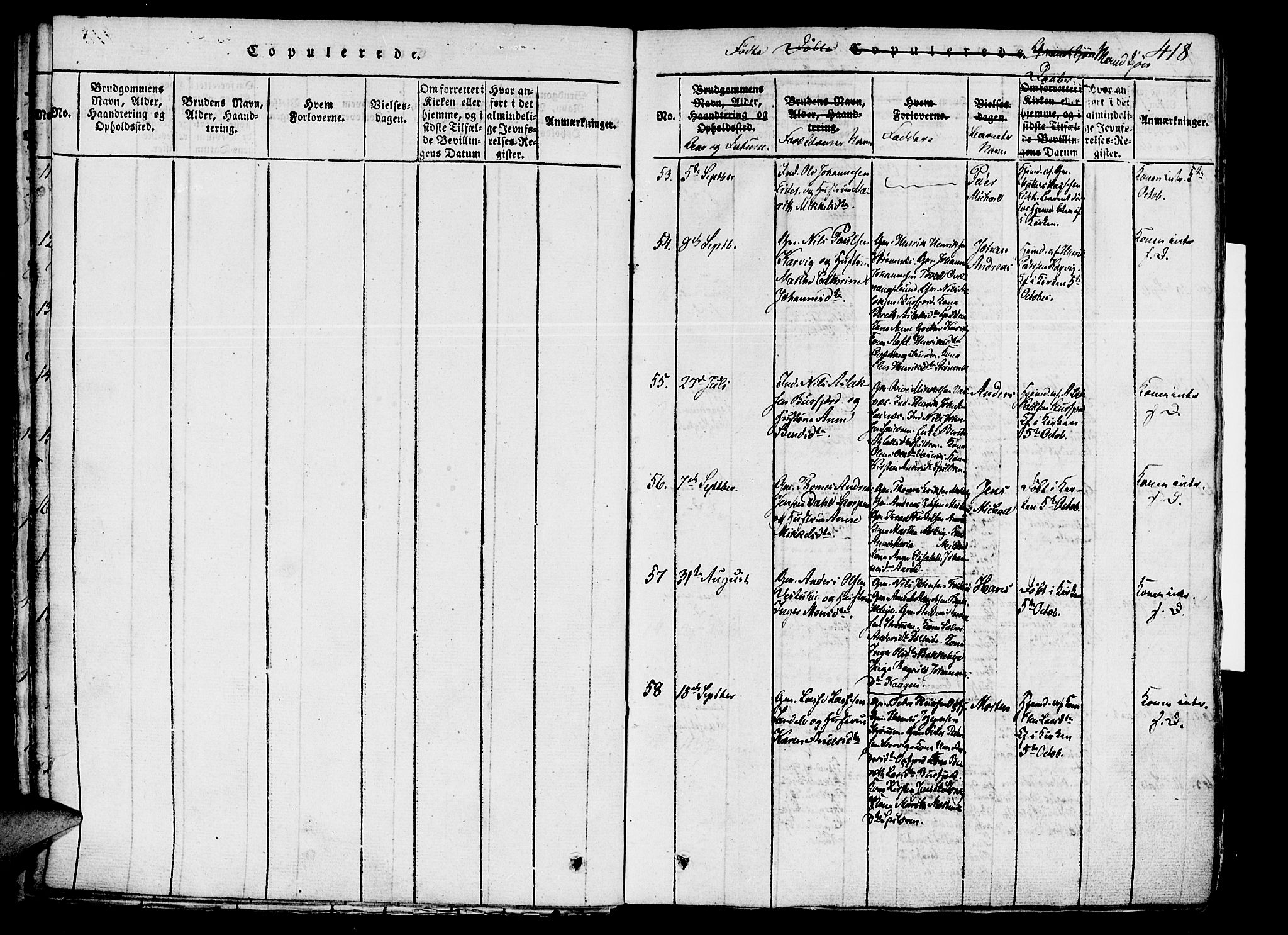 Skjervøy sokneprestkontor, AV/SATØ-S-1300/H/Ha/Haa/L0004kirke: Parish register (official) no. 4, 1820-1838, p. 418