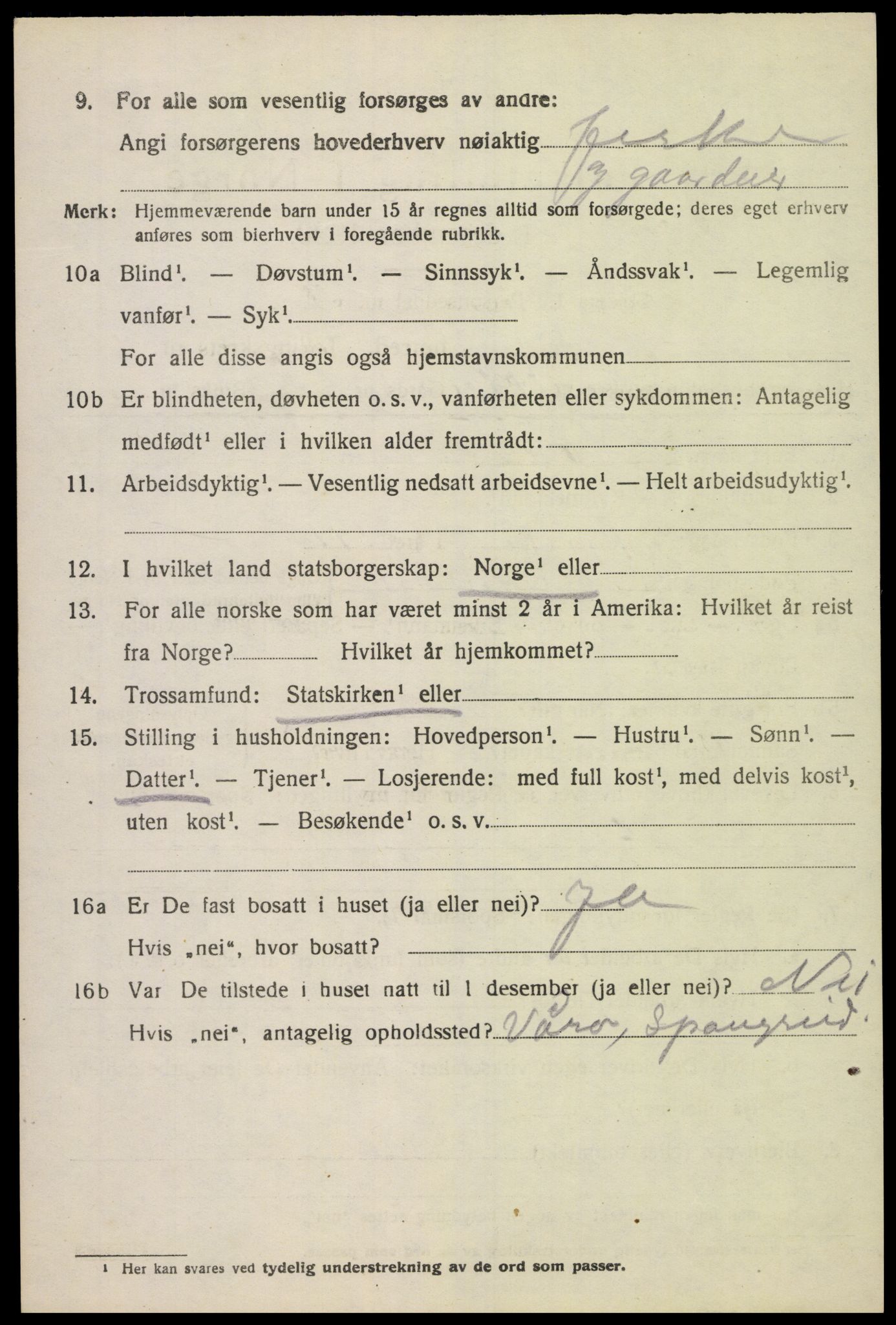 SAK, 1920 census for Sør-Audnedal, 1920, p. 4230