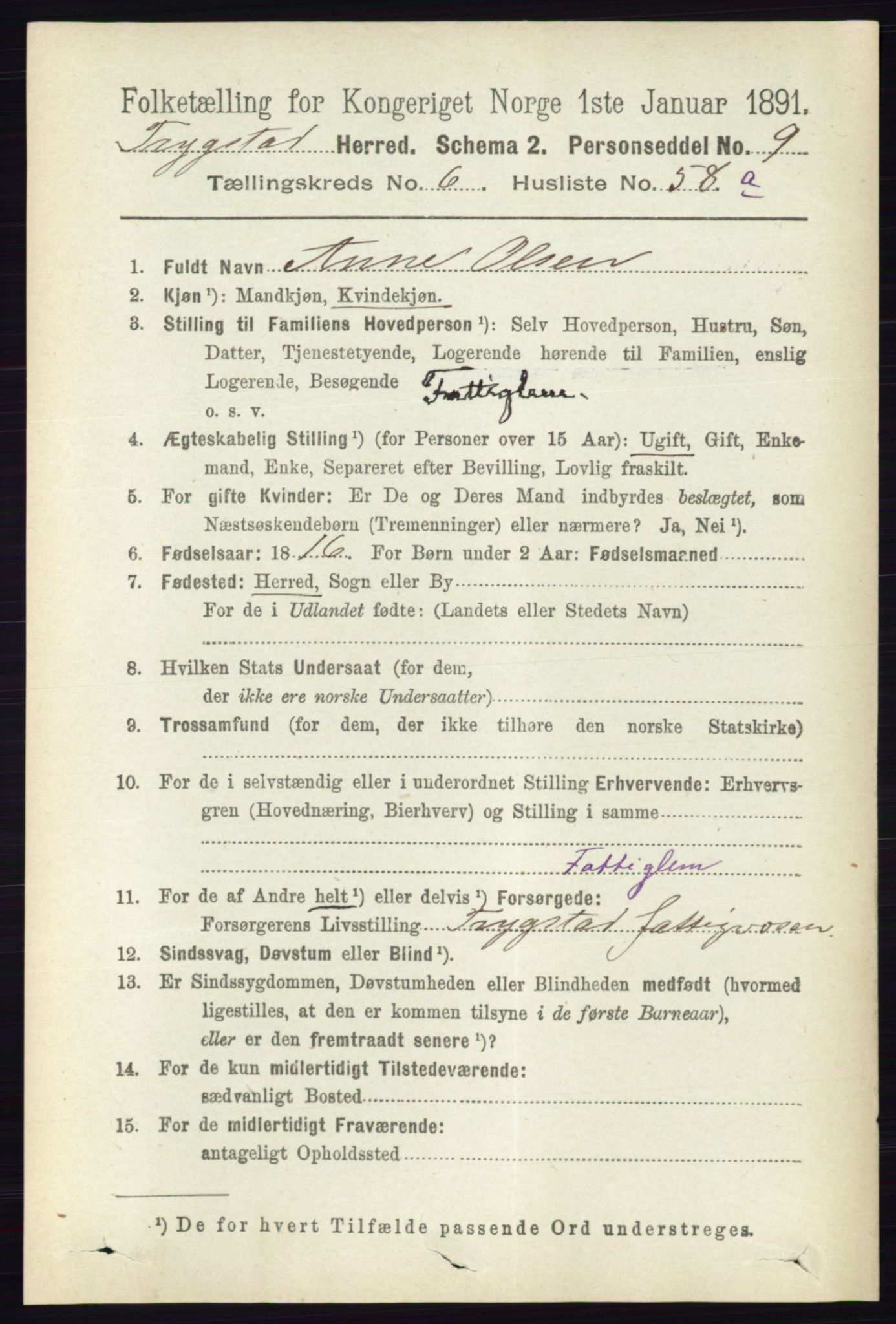 RA, 1891 Census for 0122 Trøgstad, 1891, p. 2833