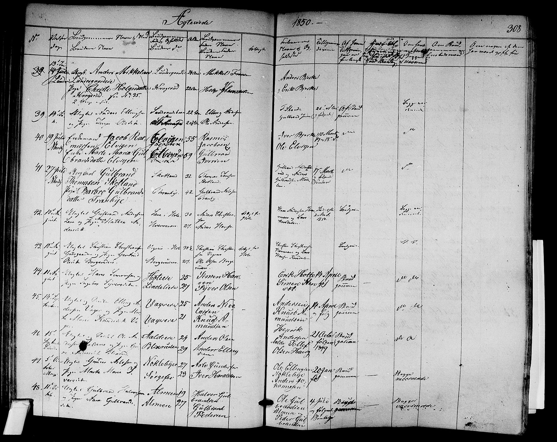 Norderhov kirkebøker, AV/SAKO-A-237/F/Fa/L0011: Parish register (official) no. 11, 1847-1856, p. 308