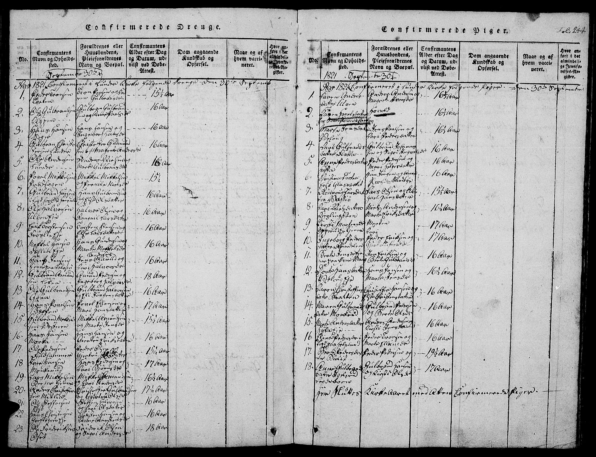 Jevnaker prestekontor, SAH/PREST-116/H/Ha/Hab/L0001: Parish register (copy) no. 1, 1815-1837, p. 244